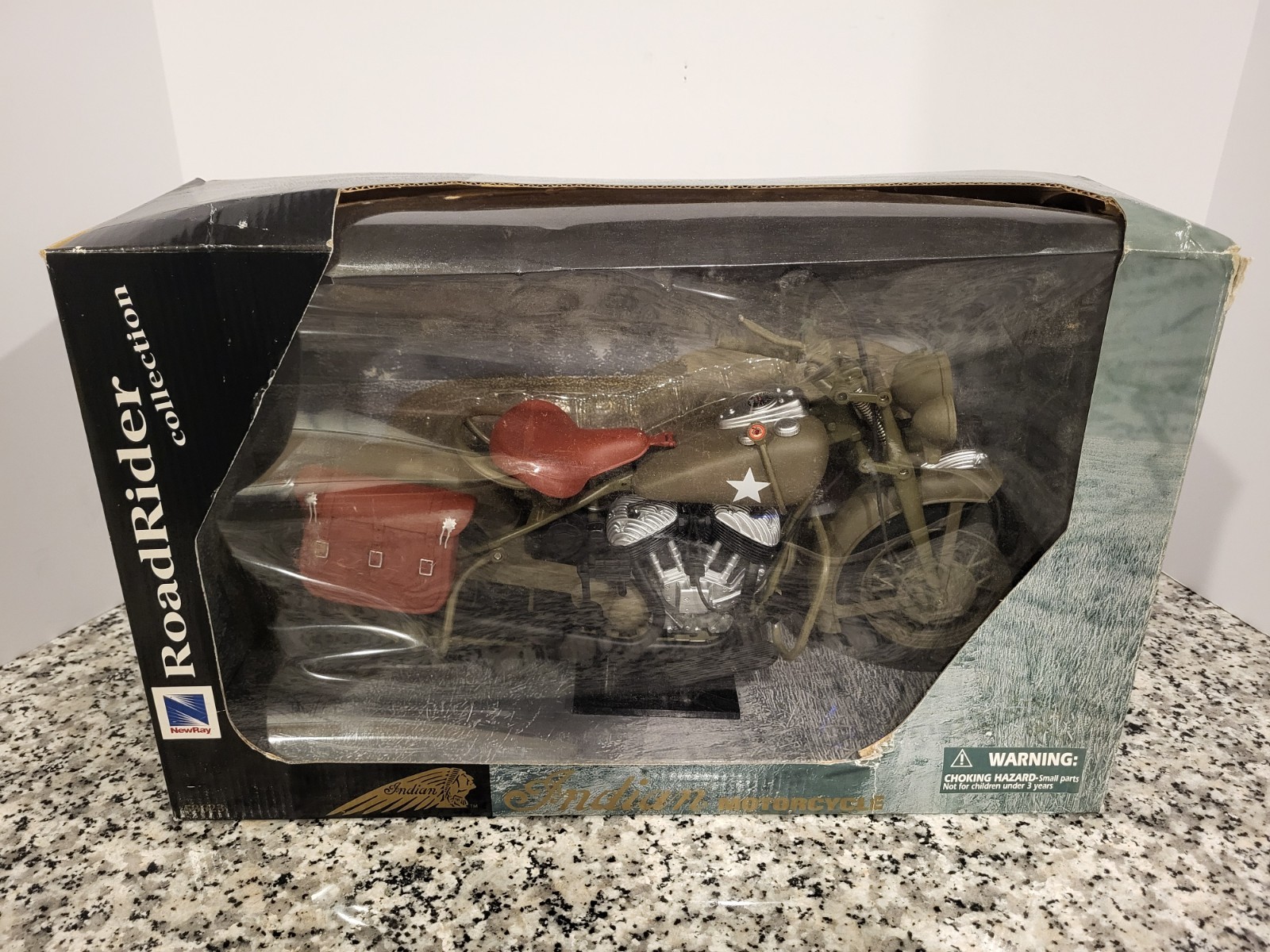 Indian Motorcycle Military Road Rider Collection NEW RAY 1:6 12&Prime; MIB NEW Open