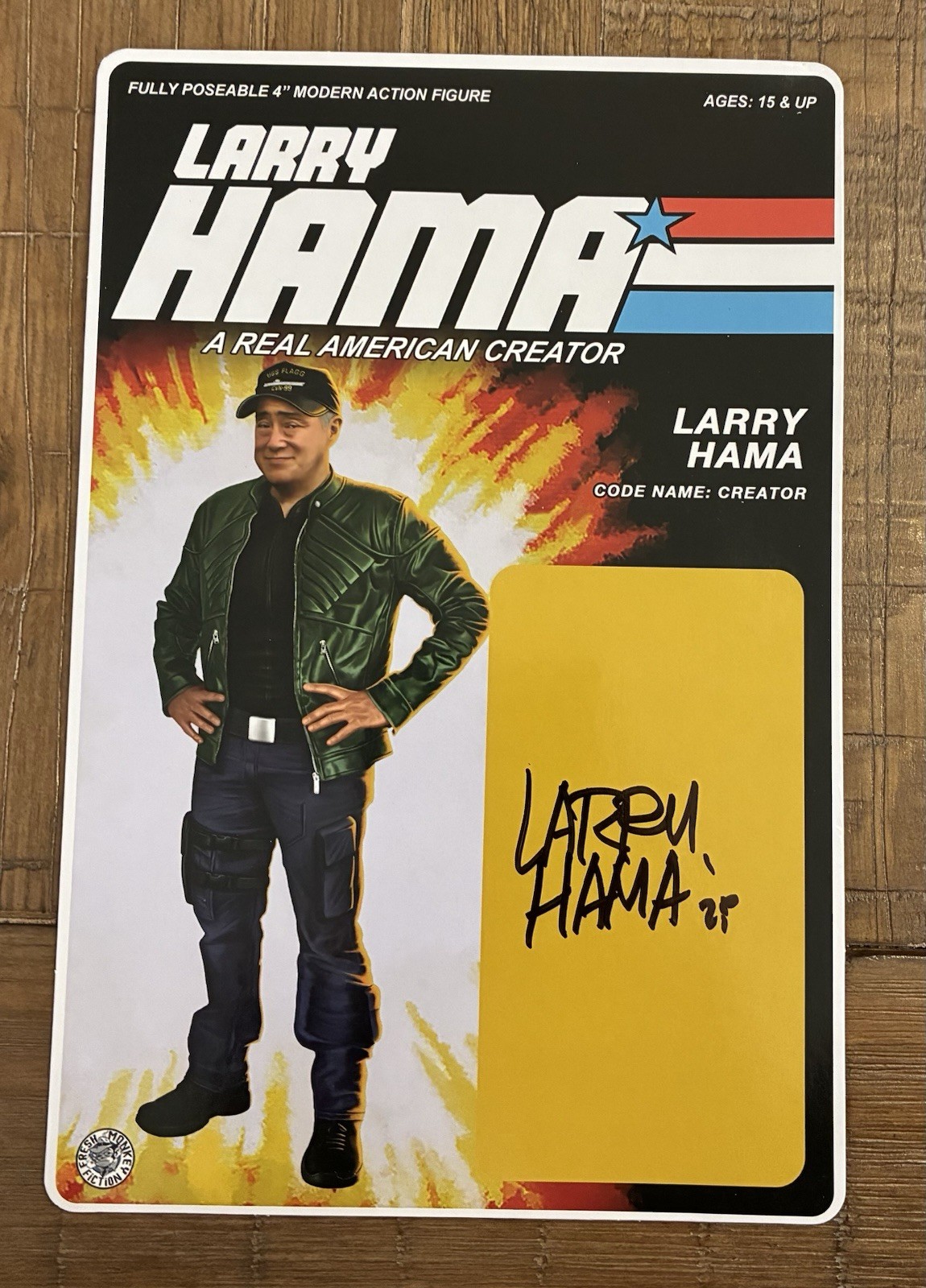 Larry Hama Signed Action Figure Cardback Beckett BAS Fresh Monkey Fiction GI Joe