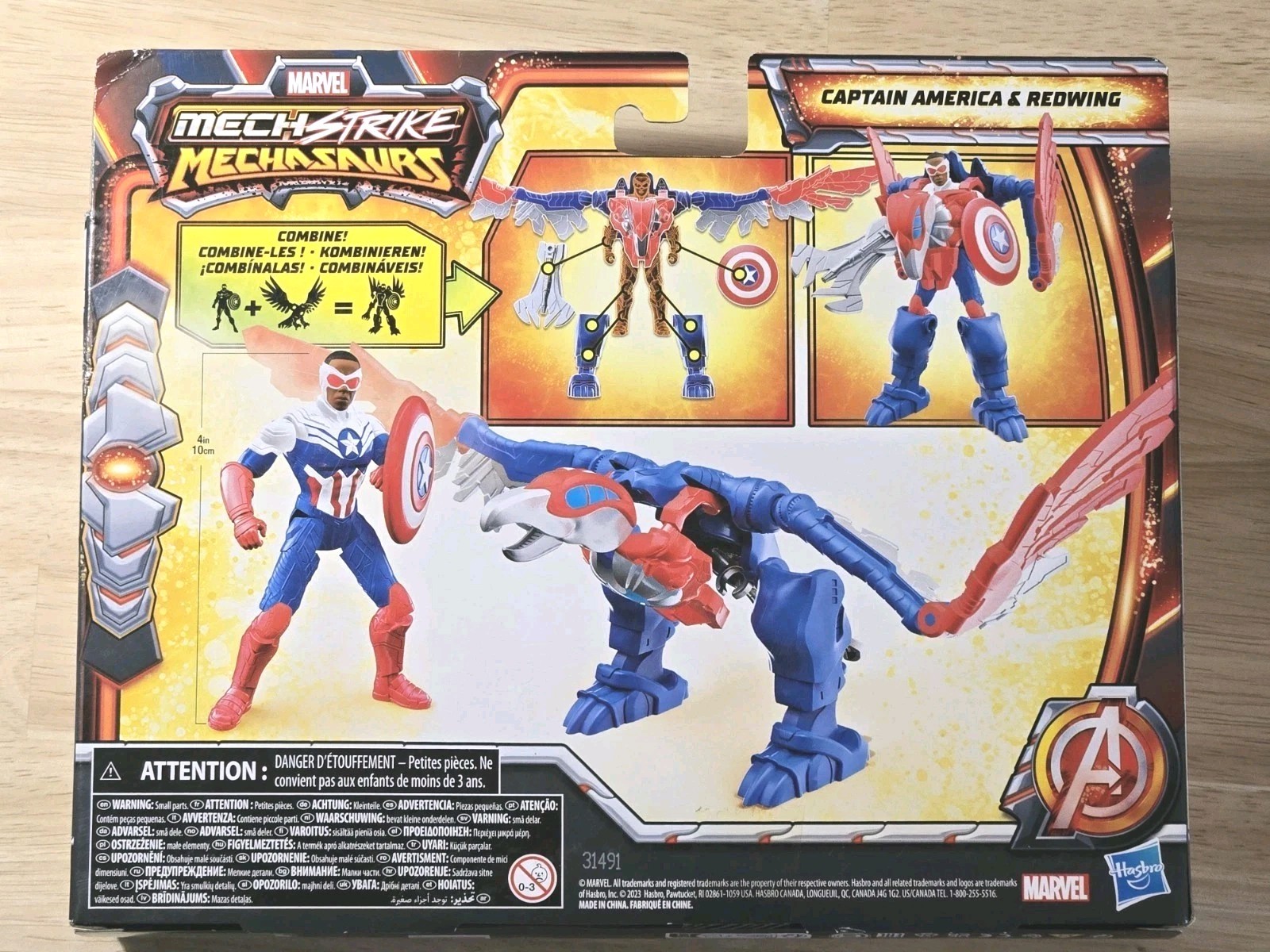 Marvel Mech Strike Mechasaurs Captain America & Redwing 4&Prime; Action Figure Hasbro