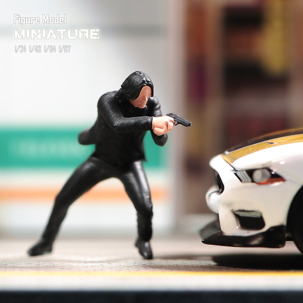 1/24 1/43 1/64 1/87 John Wick Killer Scene Prop Miniature Figure For Car Vehicle