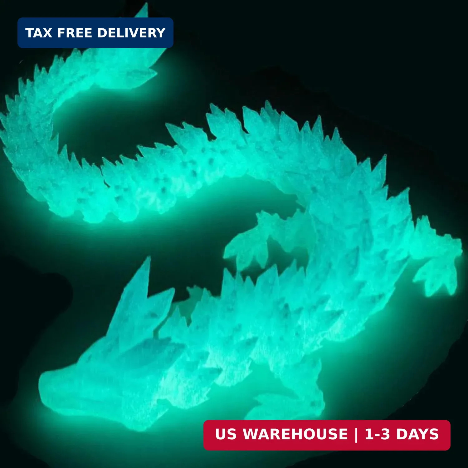 3D Printed Dragon, 12in Articulated Crystal Dragon,3D Printed Fidget Toys, Adult