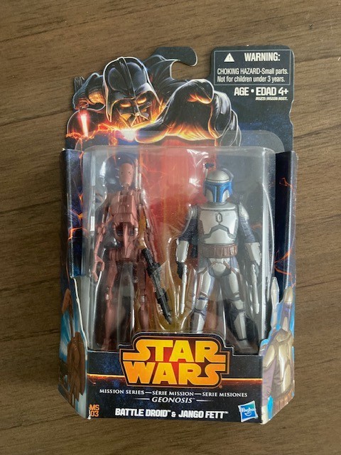 HASBRO STAR WARS MISSION SERIES MS03 GEONOSIS BATTLE DROID & JANGO FETT NEW