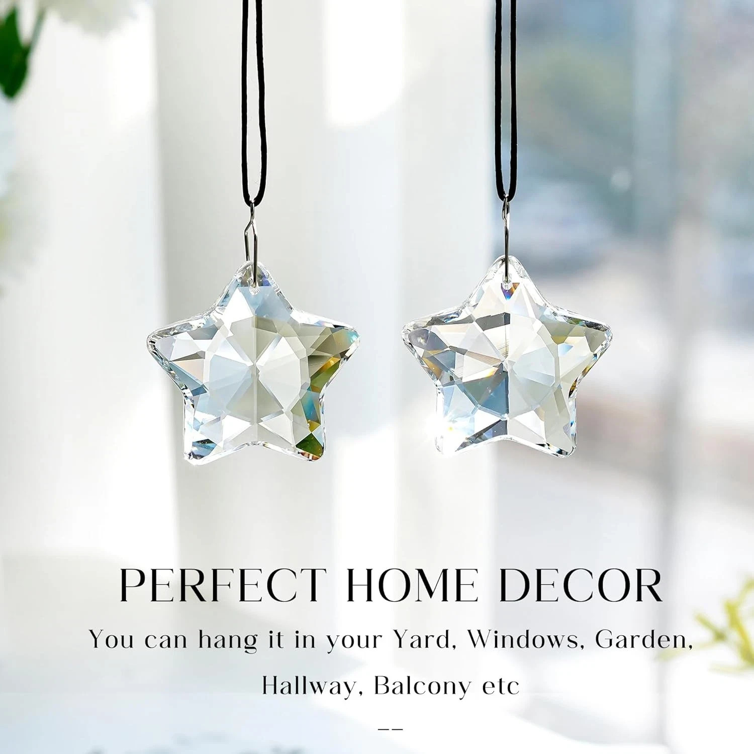 2 Pcs 2&Prime; Crystal Sun Catcher Prisms Windows Star Chandelier Crystals Clear