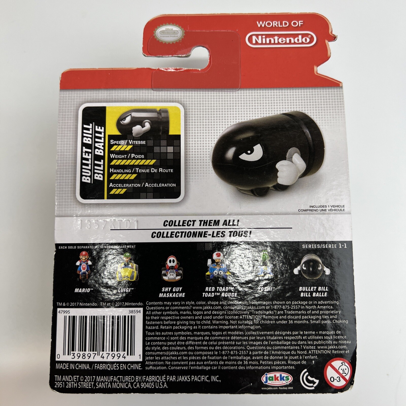 World of Nintendo Mariokart Bullet Bill 2.5” Figure Series 1-1 Jakks Pacific New
