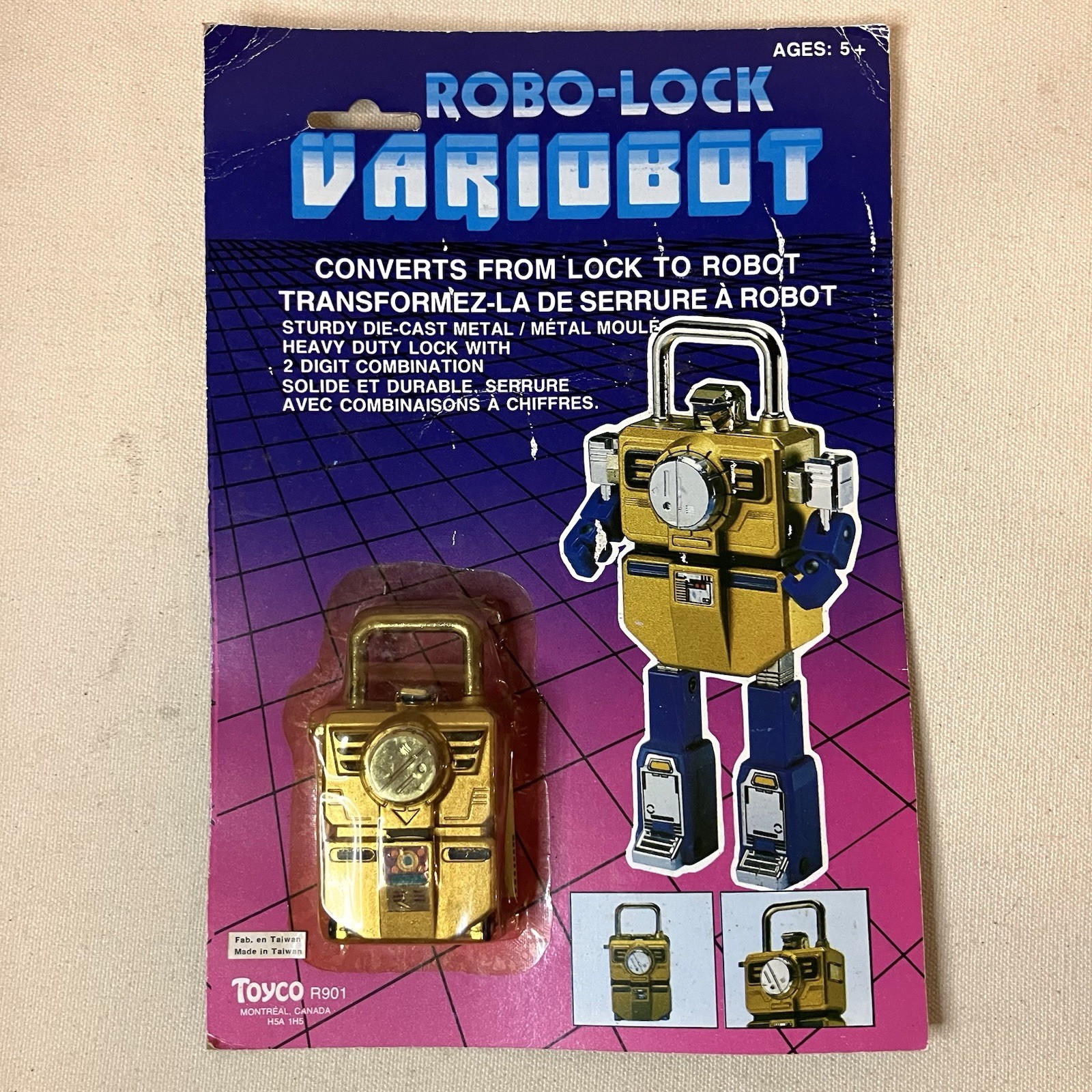 Vintage 1980’s Gold Robo-Lock Variobot Toyco transforming lock robot NEW SEALED