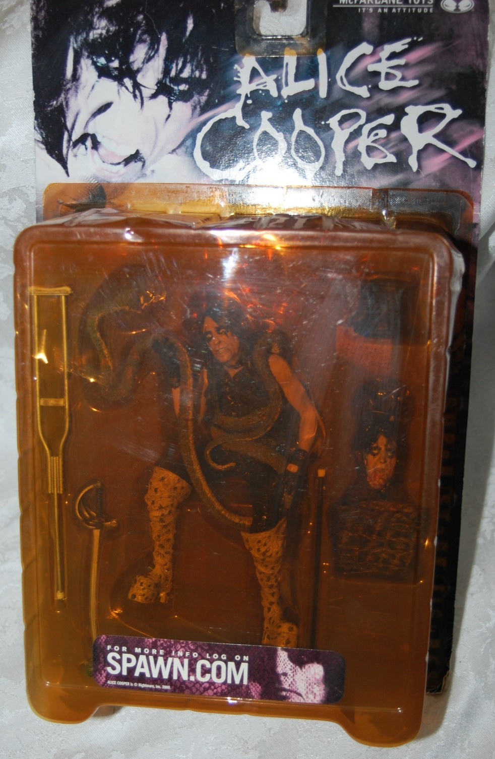 Alice Cooper Action Figure by McFarlane with Snake Sword Hat Bloody Head Diorama