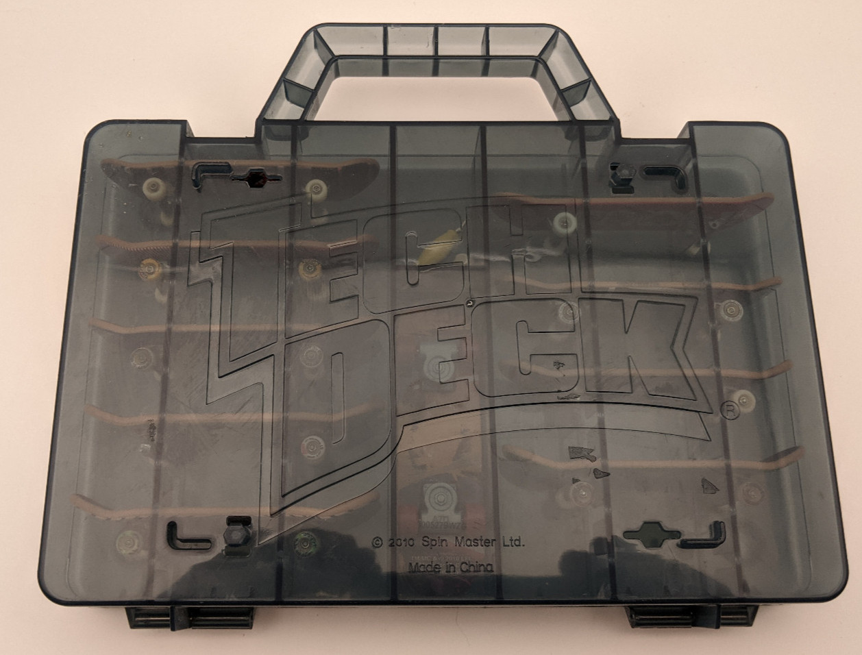 Tech Deck 2010 Spin Master Storage Case Gray Plus 10 Boards and Parts