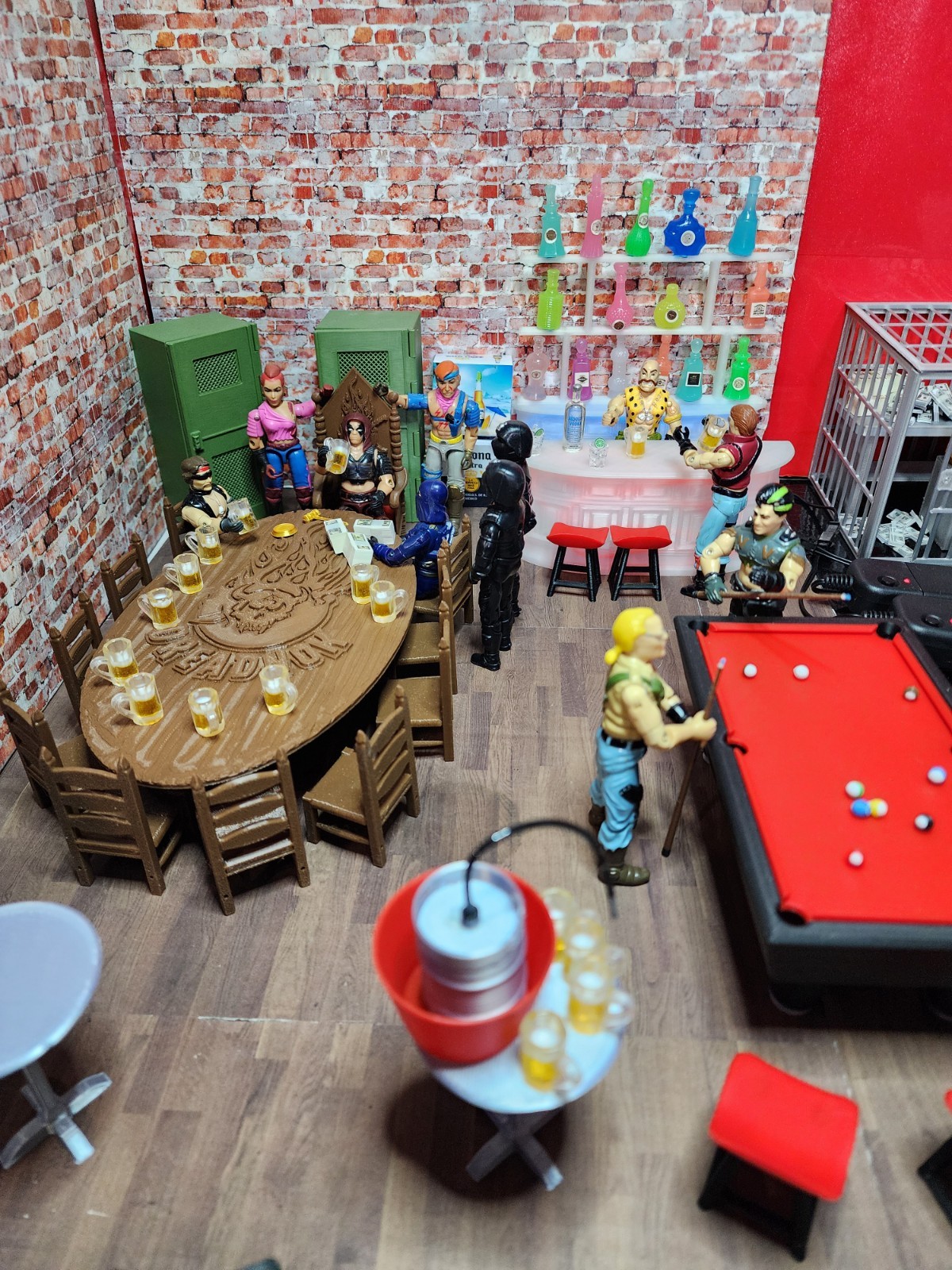 3D Printed Green Pool Table For G.I JOE A.R.A.H. For 3.75&Prime; 1:18 Scale
