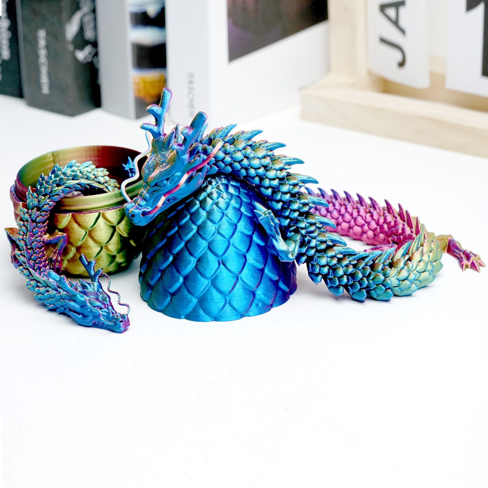 3PCS 3D Printed Dragon Egg Set Model,Articulated Animals figure,Toys Home Decor