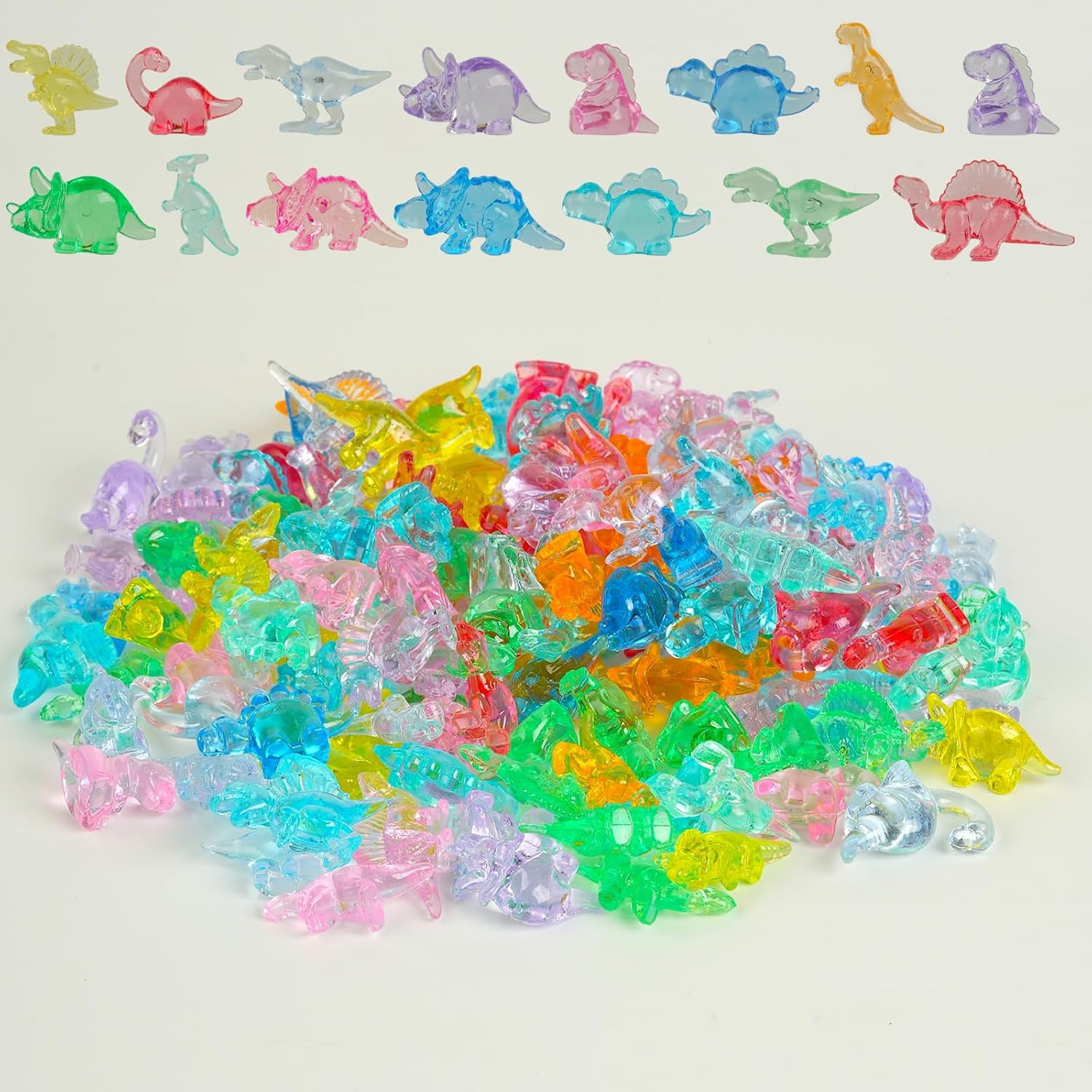 180 Pieces Mini Dinosaur Figures, Multi-Colored Small Acrylic Dinosaur Toys Vase
