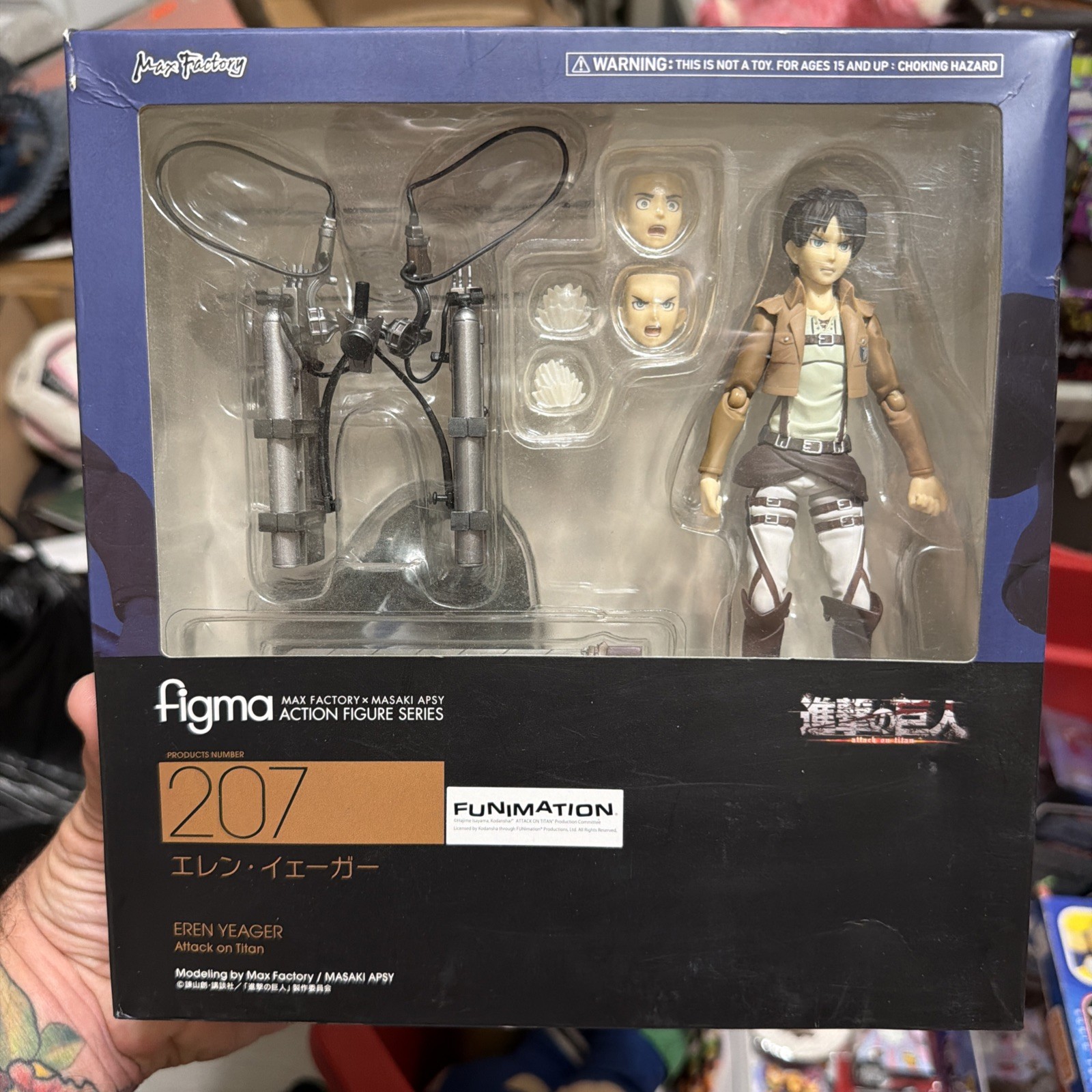 Figma 207 Eren Yeager Attack On Titan Max Factory Action Figure Complete Open