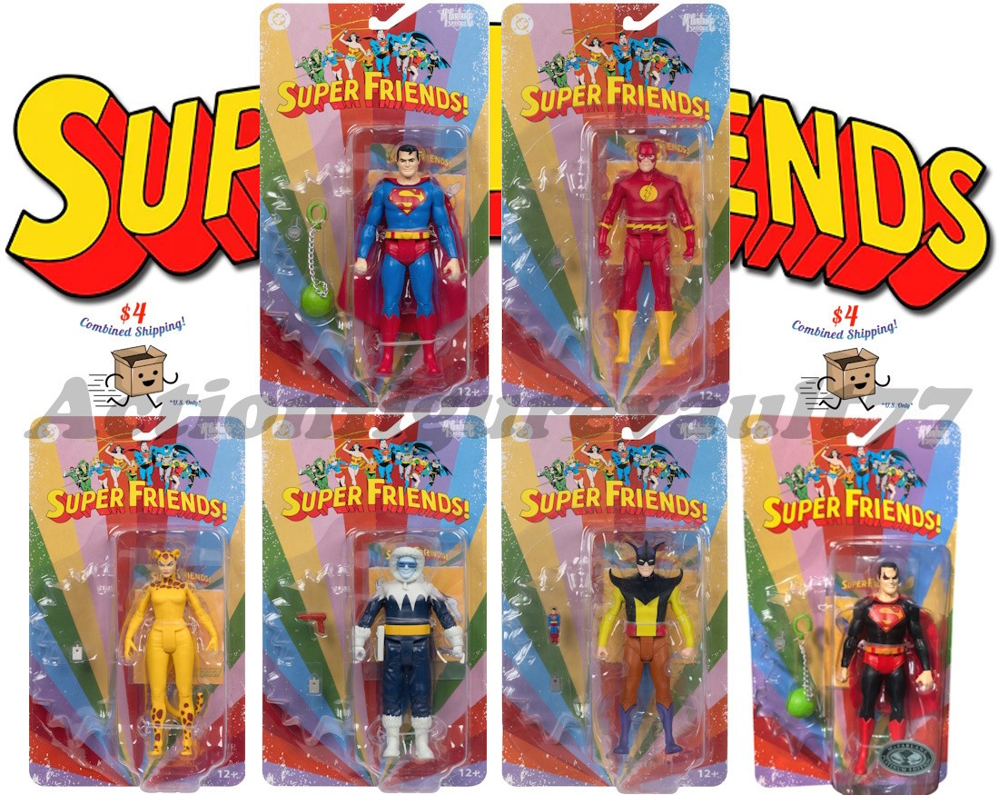 McFarlane DC Super Friends Wave 2 6&Prime; SUPERMAN Flash CHEETAH -Factory SEALED Case