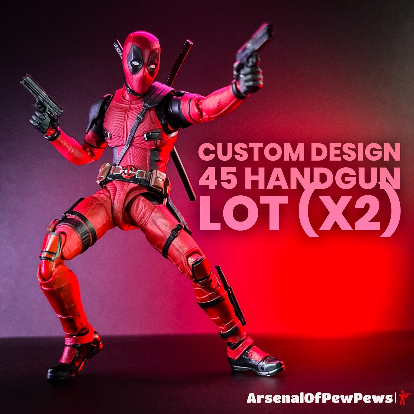 S.H. Figuarts Scale “Custom Design” 45 handguns (Lot x2) – Deadpool 3D Printed