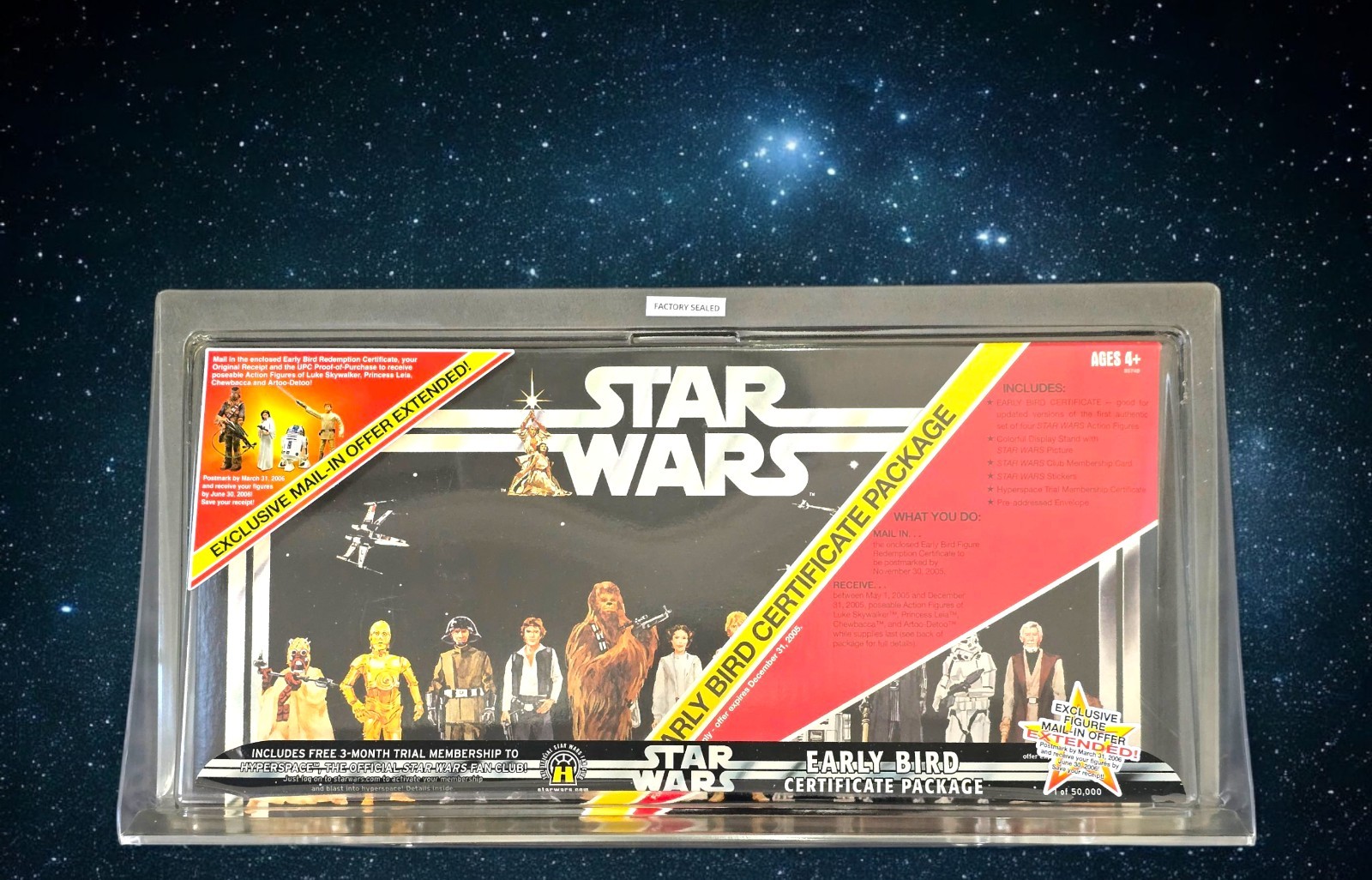 Star Wars Vintage Kenner Hasbro EARLY BIRD CERTIFICATE PACKAGE USA Sealed 2005