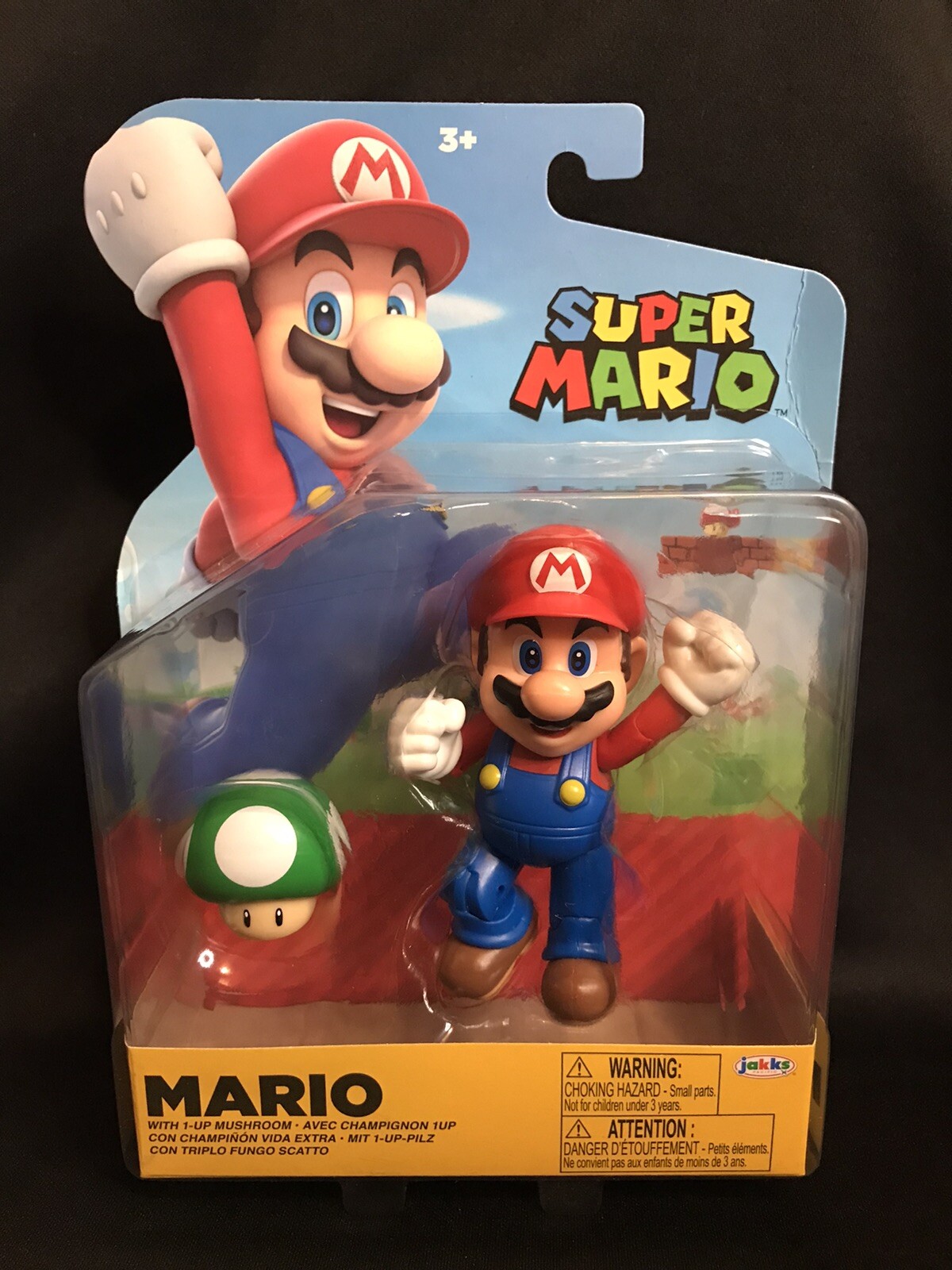 Jakks 4” Super Mario Action Figure with 1-Up Mushroom