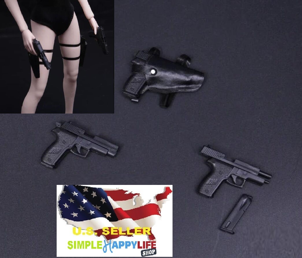 1/6 leg holster w/ black pistol for hot toys agent killer Phicen ganghood ❶USA❶