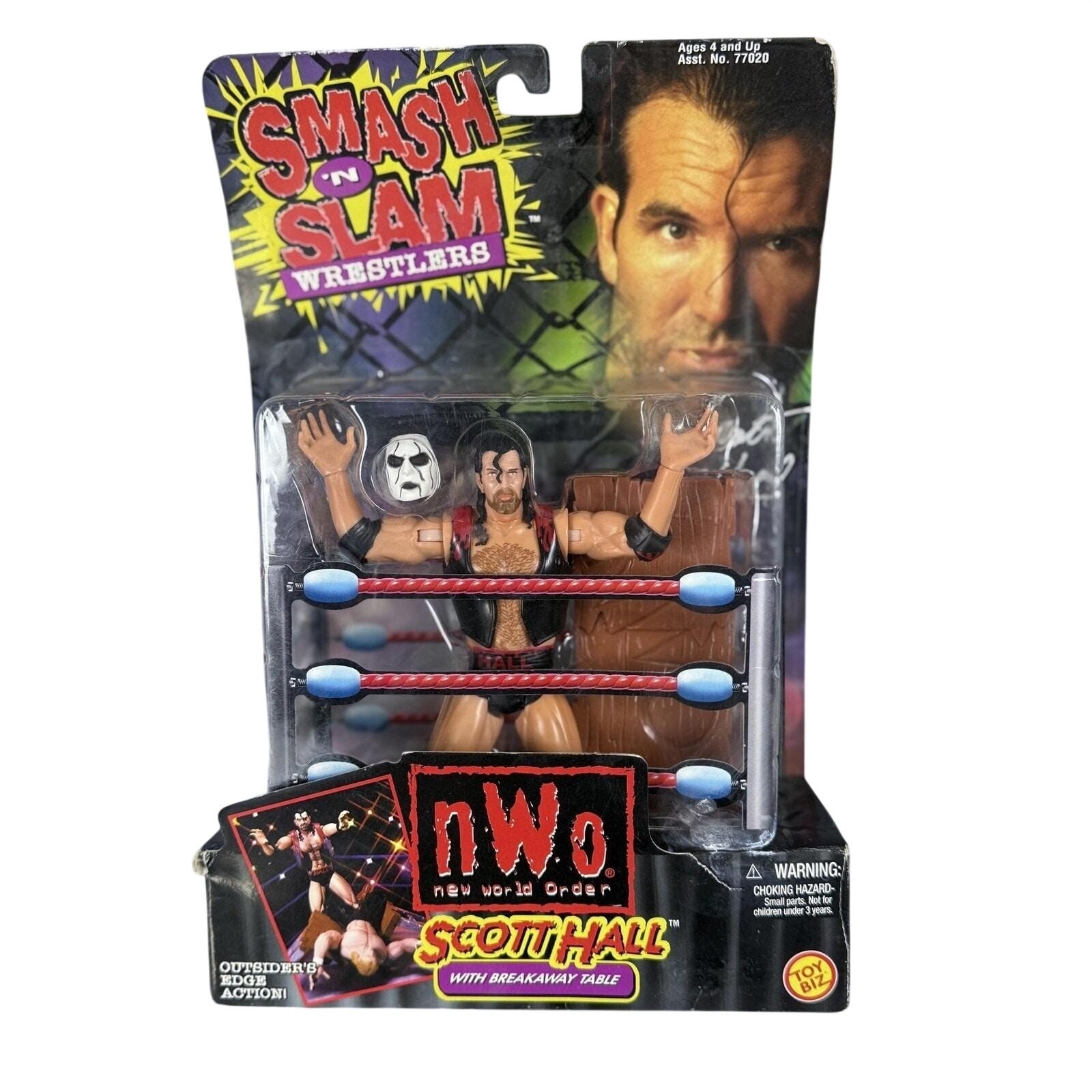 Vintage WCW nWo Scott Hall Smash N Slam Action Figure Toy Biz Sealed 47720