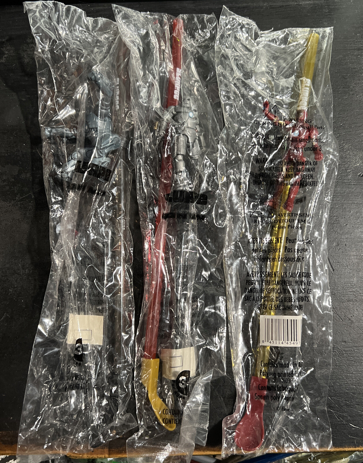 Marvel Iron Man 7-11 Slurpee Straw Set Of 3 Mini Figures MCU Avengers Eleven