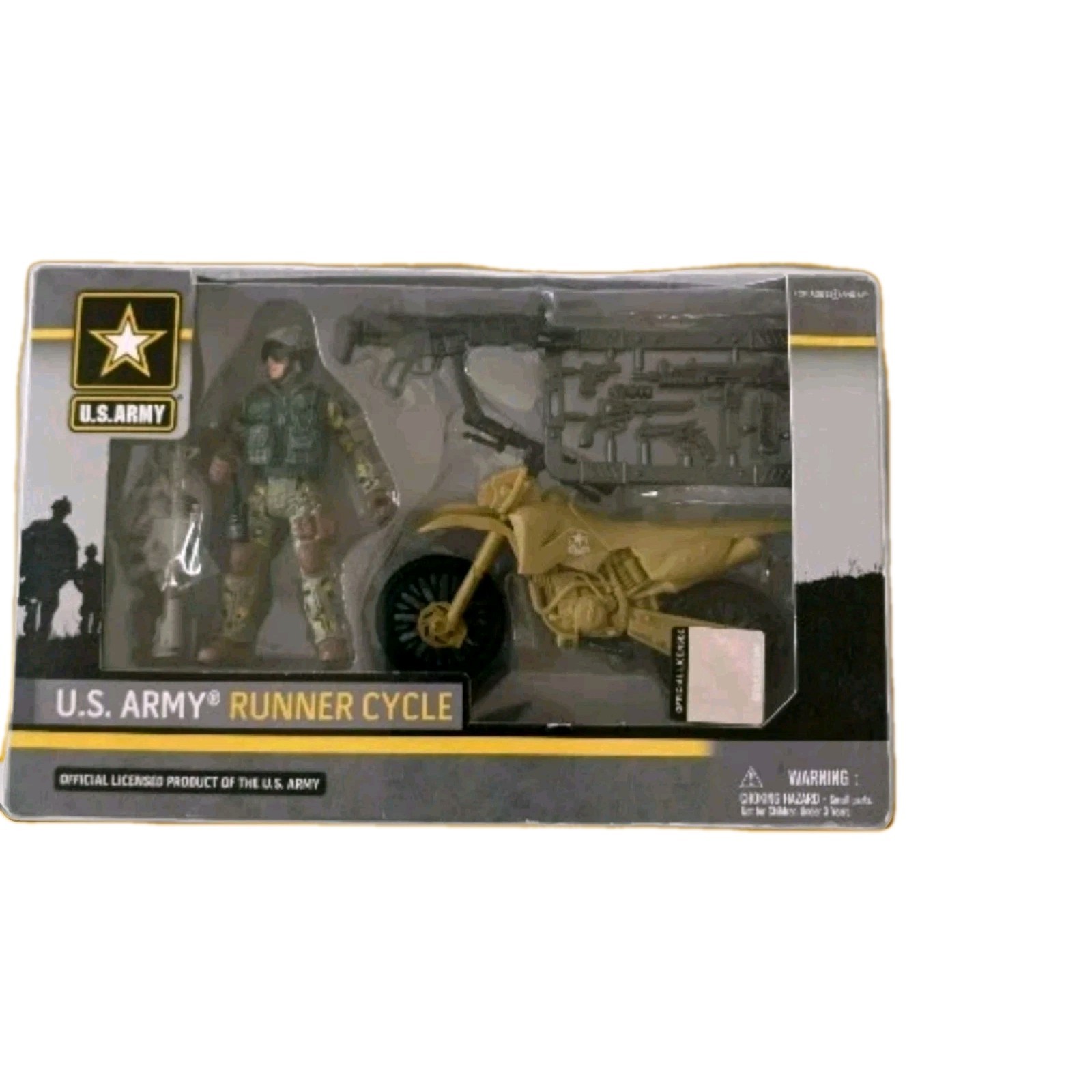 US Army Action Figure Runner Cycle Toy Ages 4 and up scuffs on box New