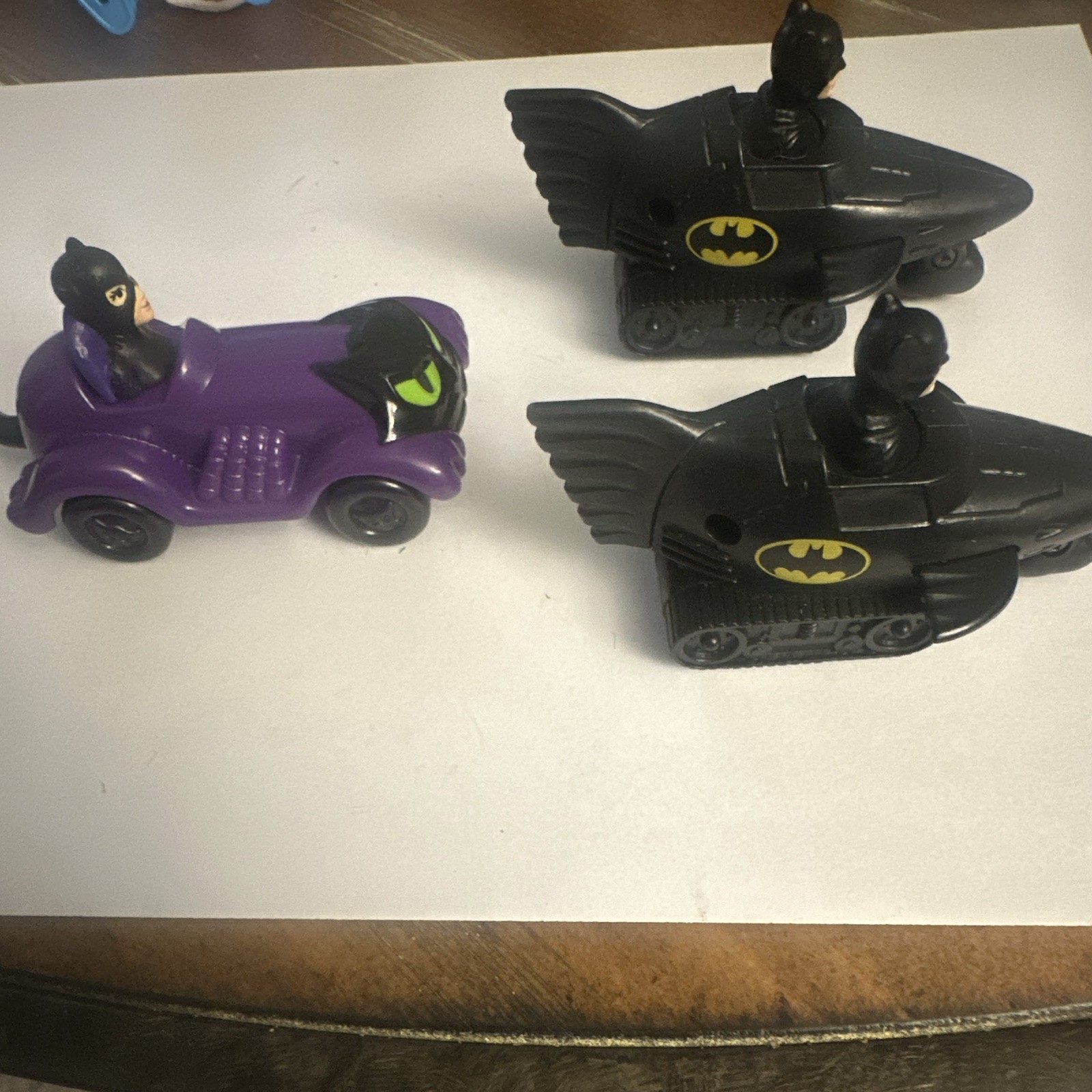 Batman vehicle set lot of 3 – 2 black Bat vehicles + purple car