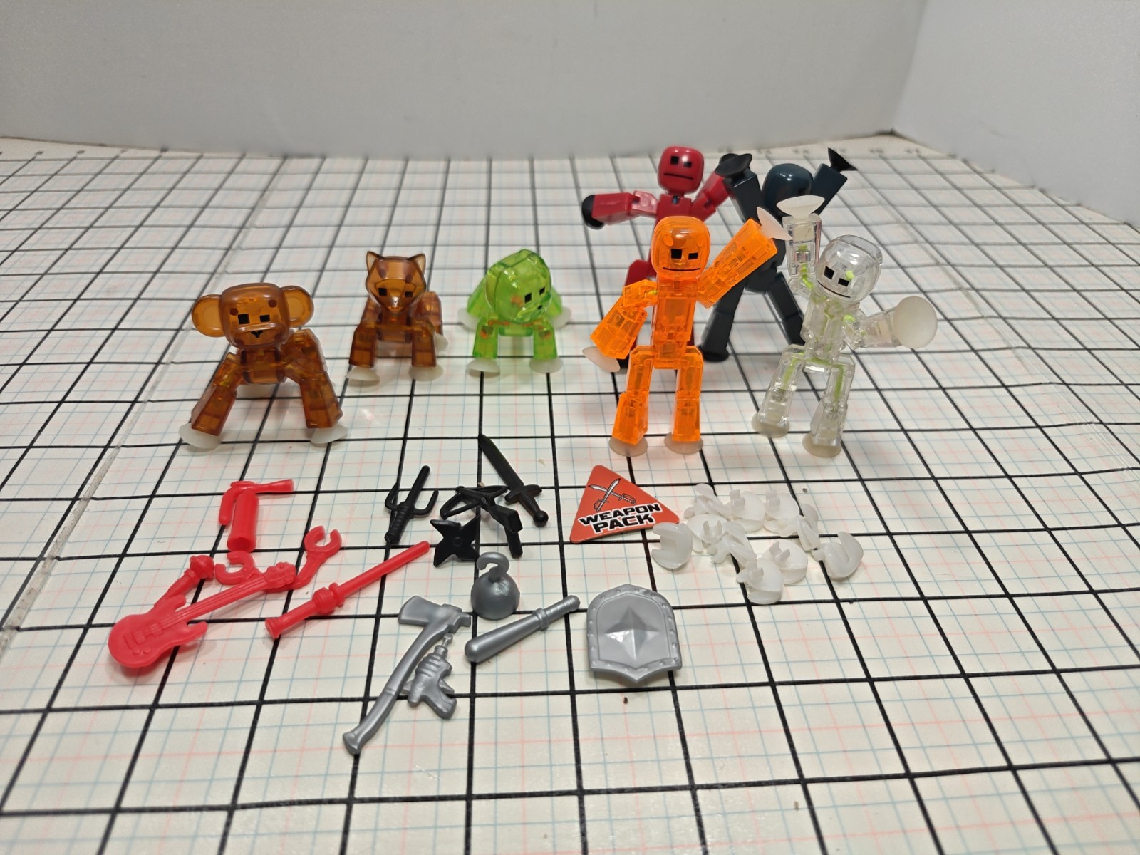 Zing Stikbot Animation Lot 4 Figures 3 Animals W/Weapons+Accs. Stop Motion Toy