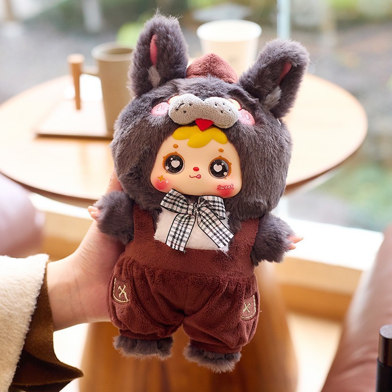 9&Prime; Large Blind Box Plush Doll Keychain US STOCK Animal Figure Overalls Toy Gift