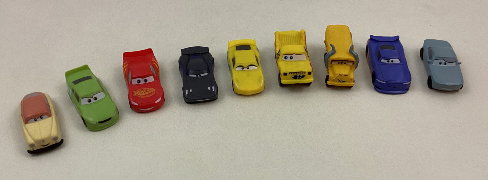 Disney Pixar Cars 3 School Bus #58 And 8 Others Plastic PVC Non Movable Mini