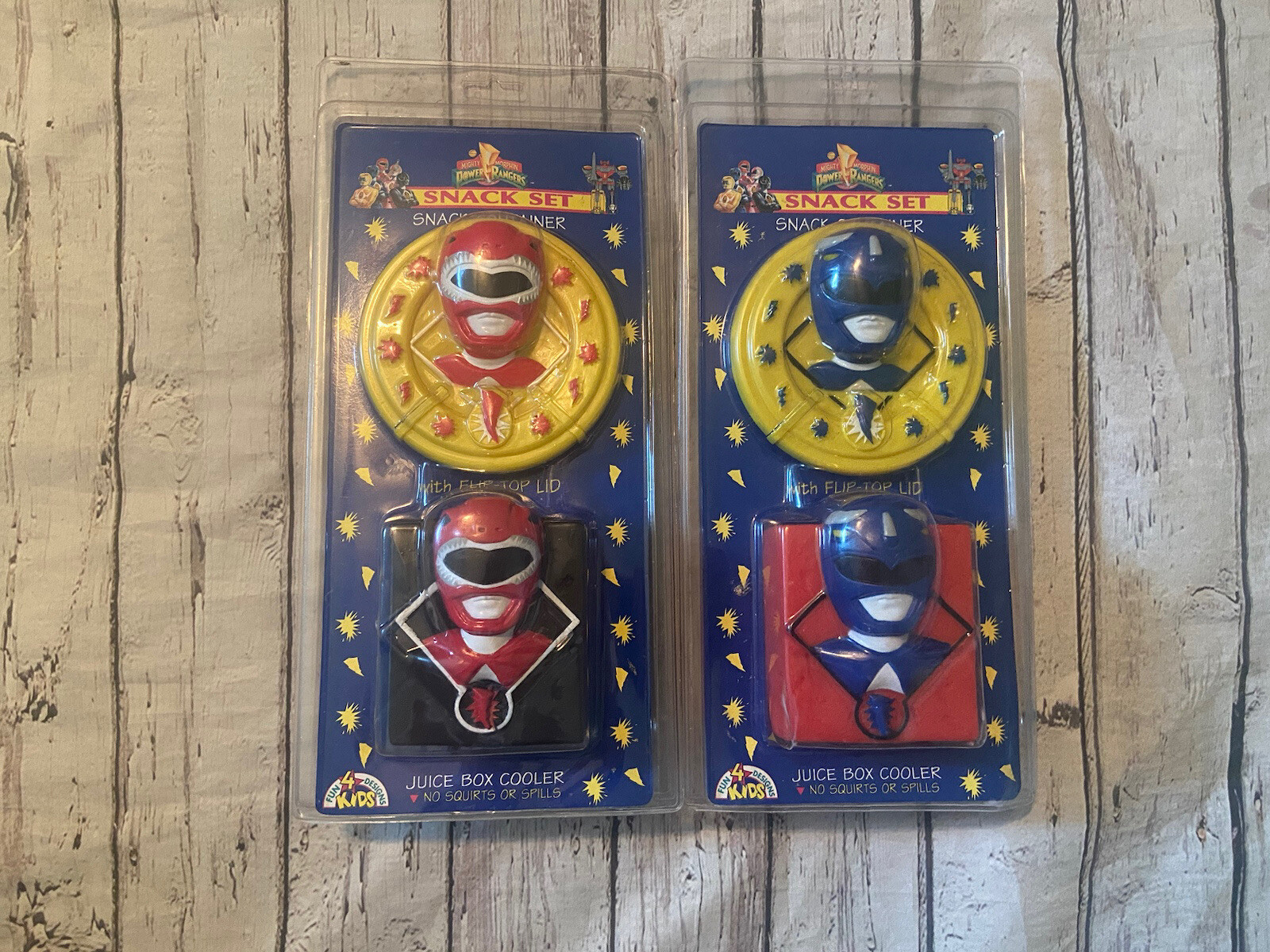 Set of 2- Vintage Mighty Morphin Power Rangers 2 Piece Snack Container Set 1994