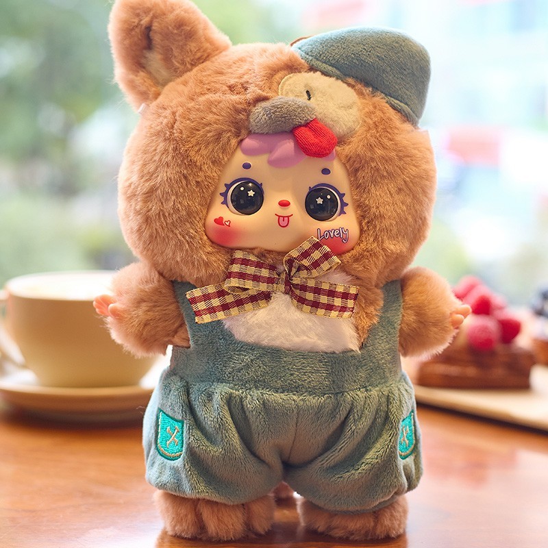 9&Prime; Large Blind Box Plush Doll Keychain US STOCK Animal Figure Overalls Toy Gift