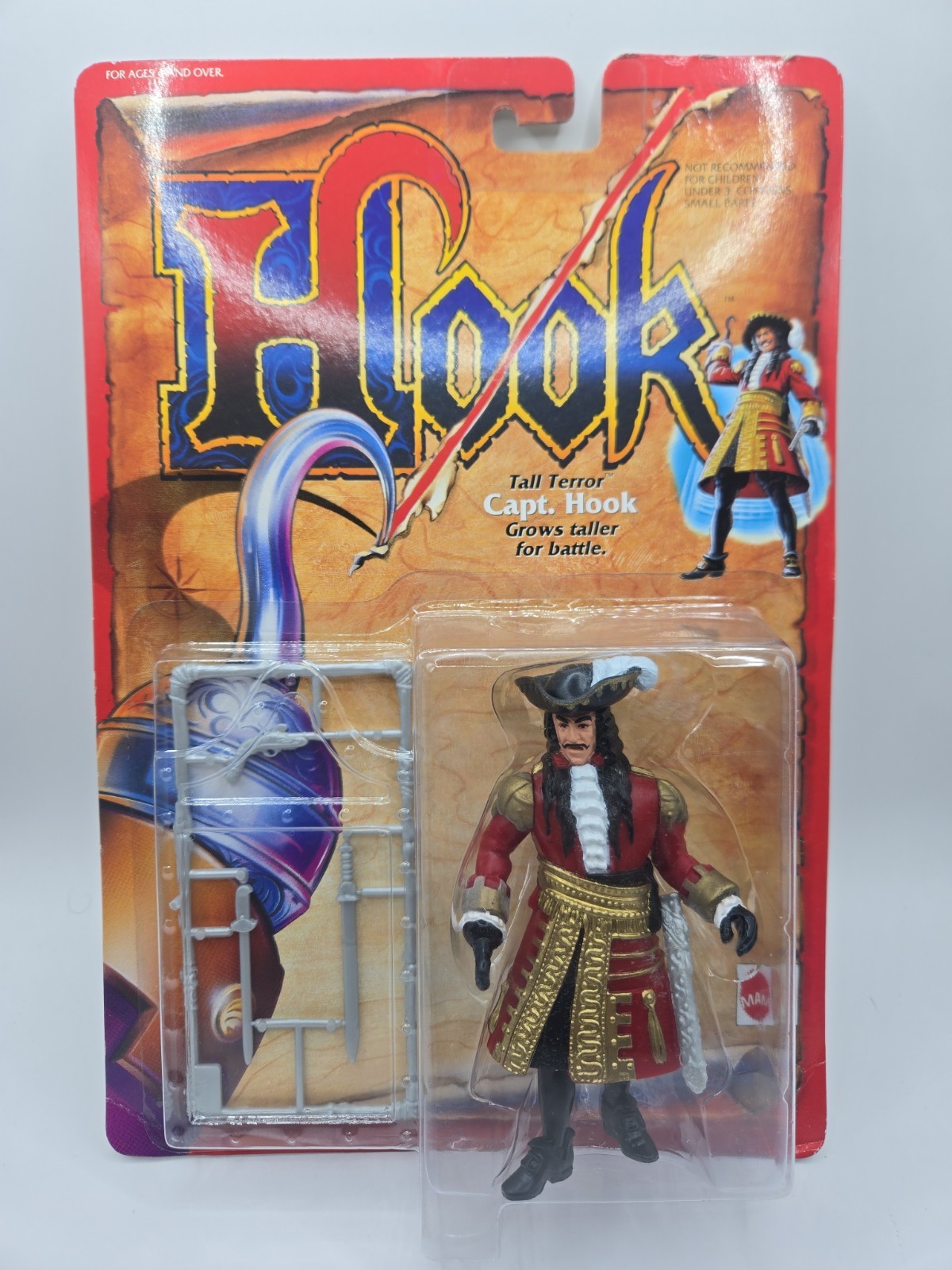 1991 Hook The Movie Tall Terror Captain Hook 5&Prime; Action Figure New Grows Taller