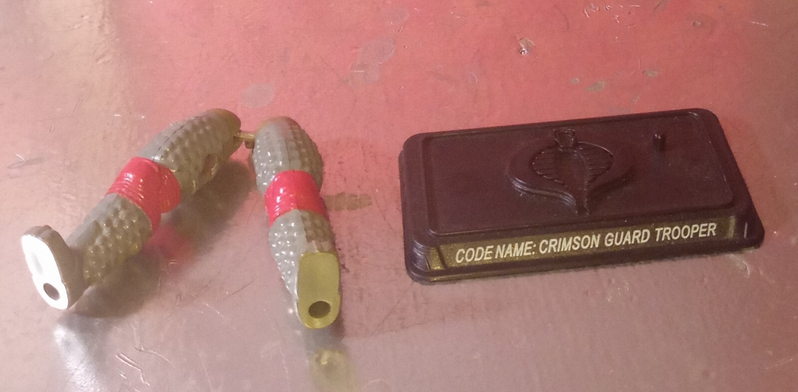 GI Joe parts lot, 2 vtg items, legs- 1987, stand-2007 crimson guard, 2 1/2&Prime; L, b