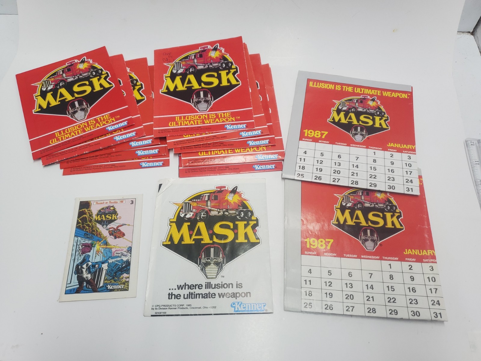 M.A.S.K. 1980s Kenner Mask Insert Poster Calendar Comic Book Lot Vintage Red