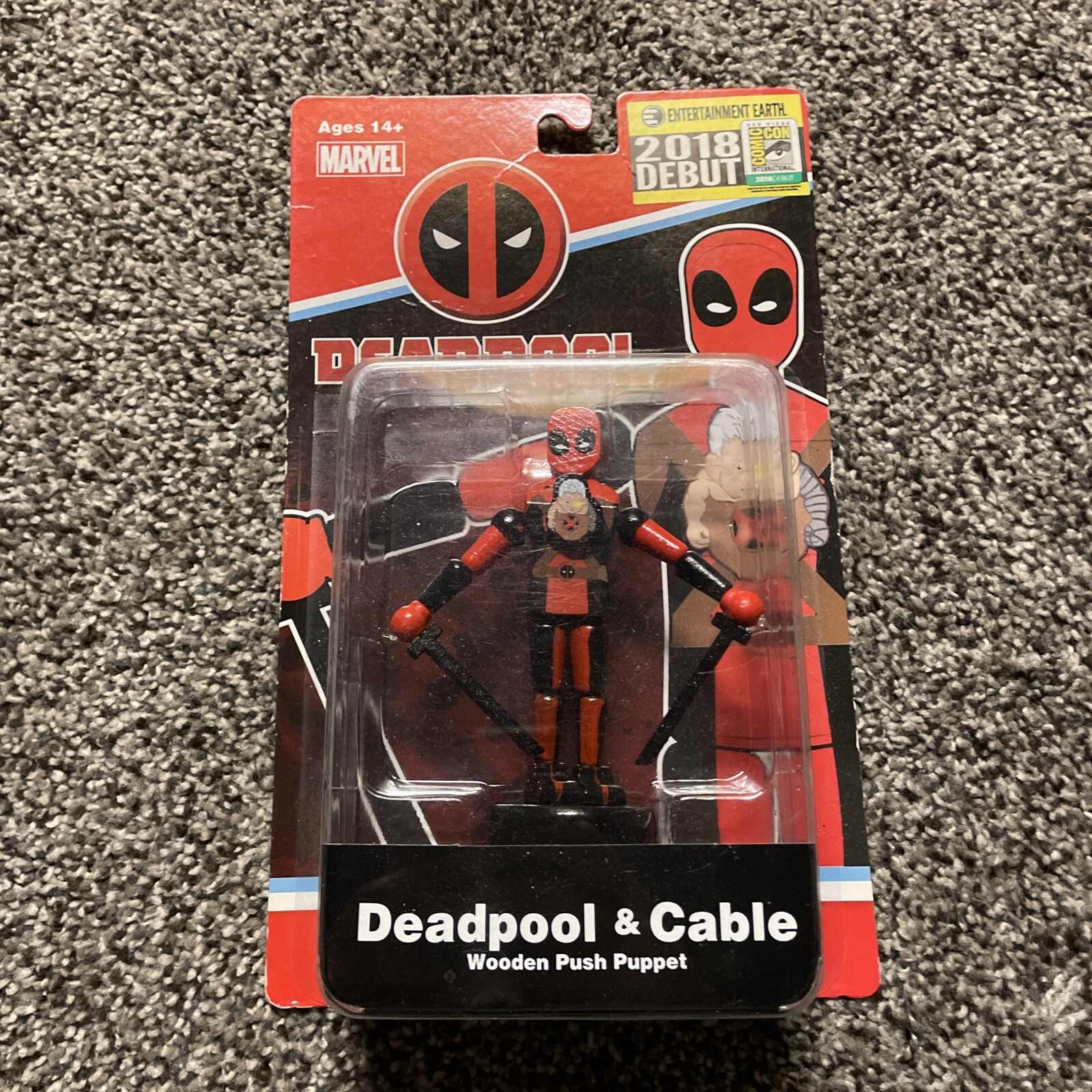 2018 San Diego Comic Con Debut Deadpool & Cable Wooden Puppet #983/1500 Marvel