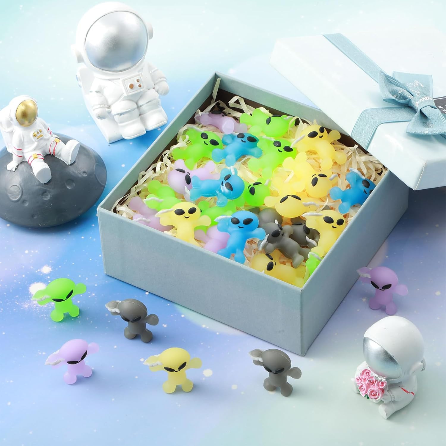 20 Pcs Colorful Mini Alien Figures Glow in the Dark Small Little Tiny Aliens Fig