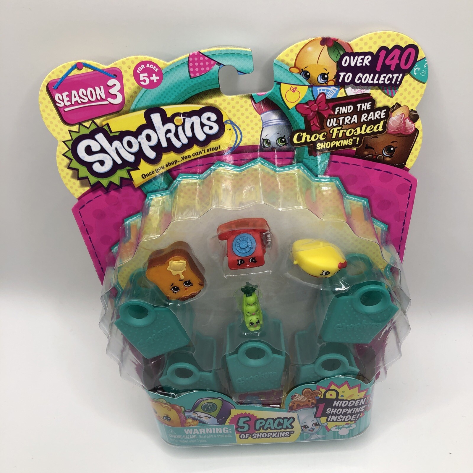 SHOPKINS 5 Pack, Season 3, New In Package by Moose. *Includes 1 Hidden Shopkins!