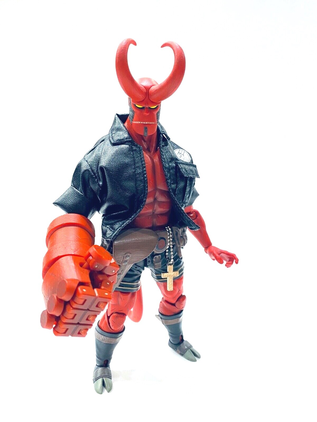SU-HB-JK-BK: Custom Black faux Leather Jacket for 1000Toys Hellboy (No figure)