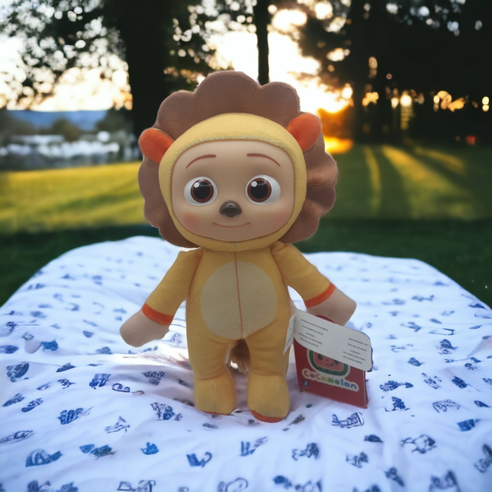 Cocomelon JJ LION Cat 8&Prime; Yellow Plush Doll Soft Toy w/ Plastic Face See Descrip.