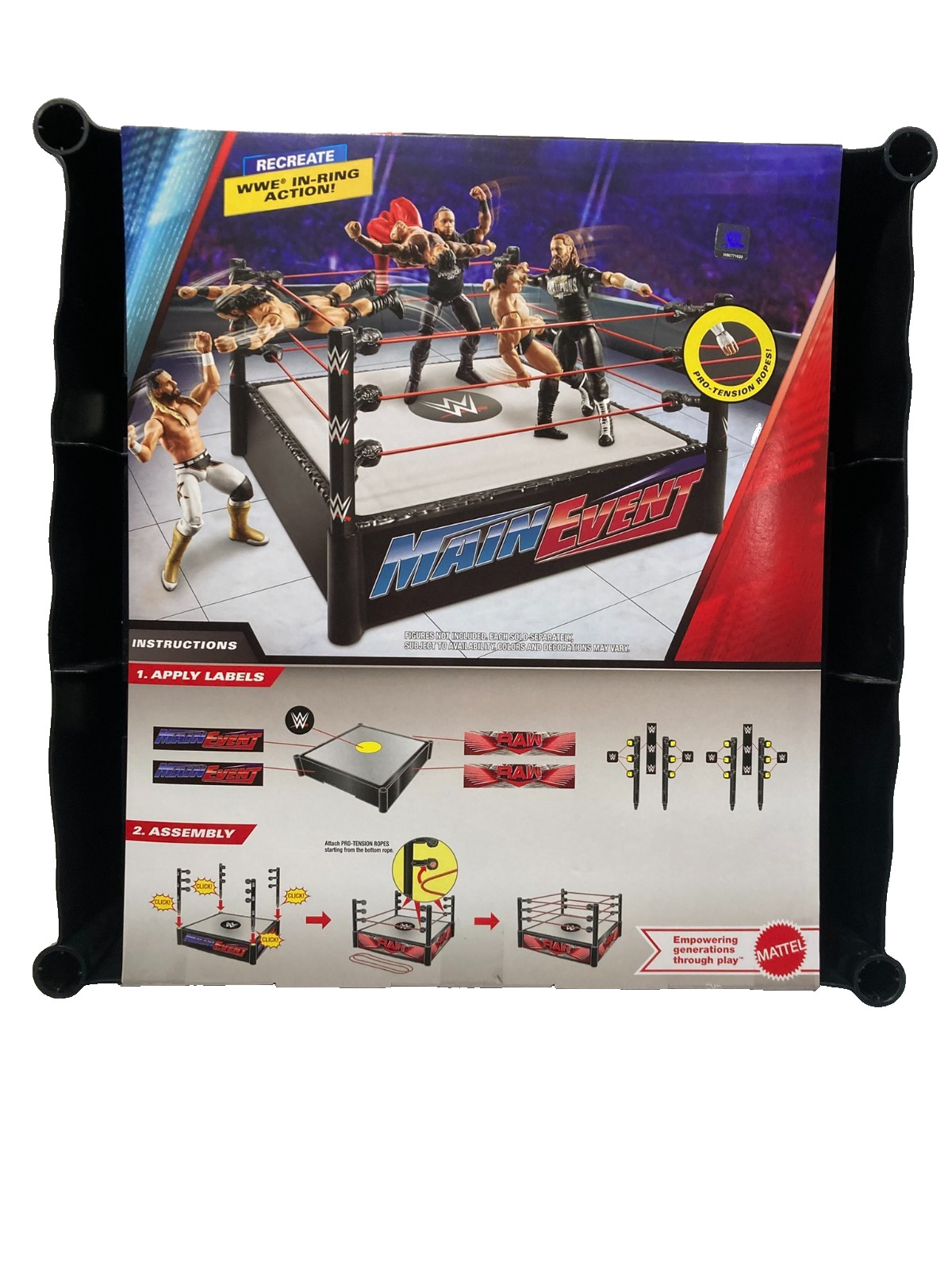 Mattel WWE Superstar Ring with Labels for Main Event & RAW for Kids 6+