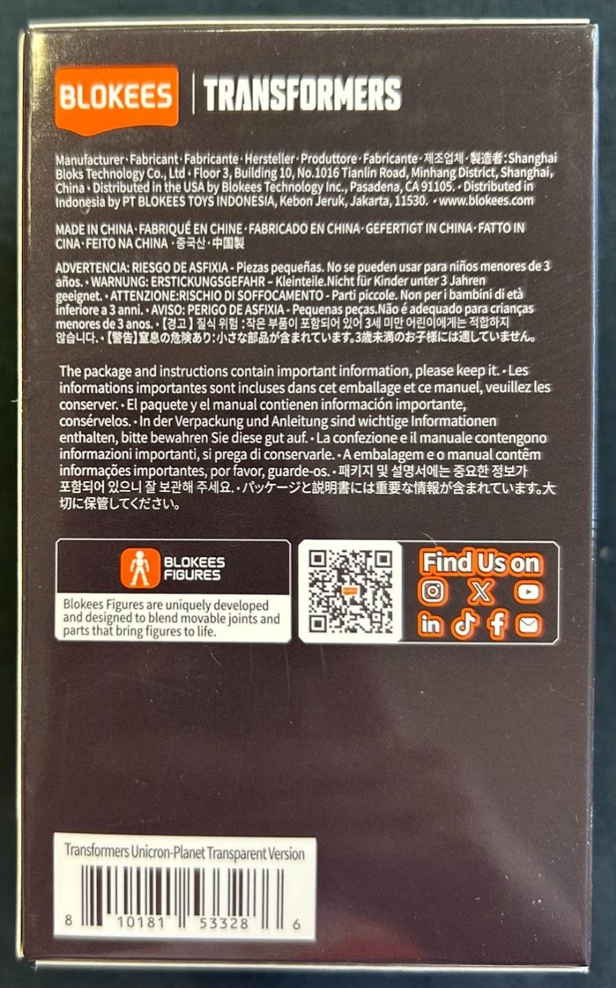 BLOKEES TRANSFORMERS CLEAR UNICRON PLANET SPECIAL EDITION KIT PROMOTIONAL IN USA