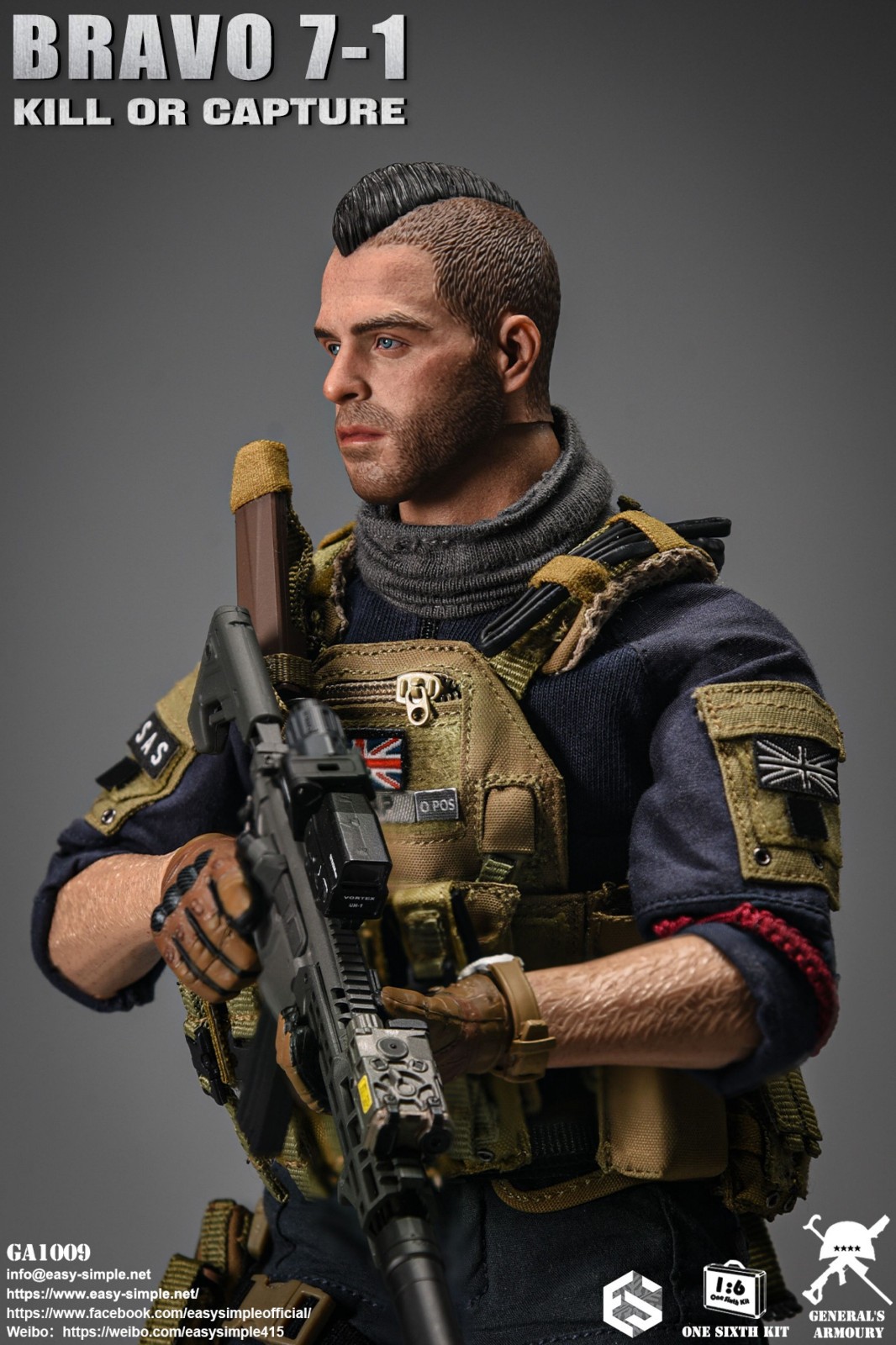 Easy&Simple COD Soldier BRAVO7-1 SAS Soap 1/6 scale Action Figure