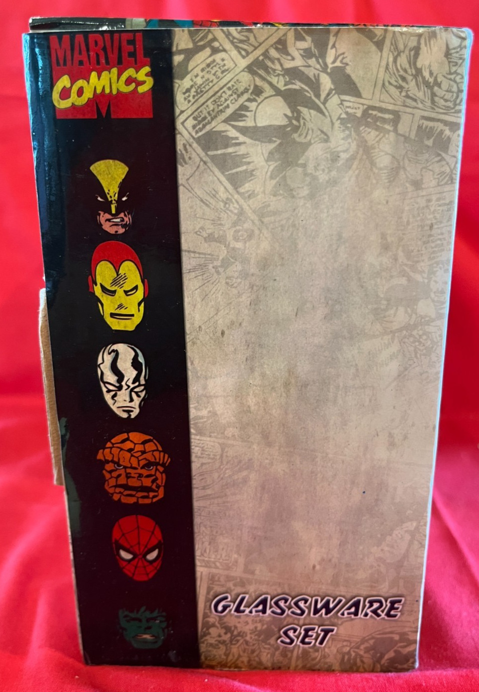 MARVEL COMICS SPIDER-MAN HULK GLASSWARE SET OF 2 16OZ SILVER BUFFALO 2009