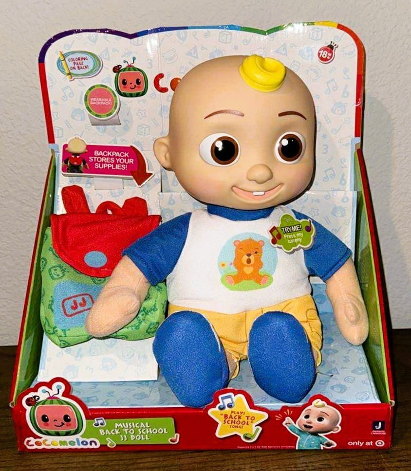 BRAND NEW COCOMELON JJ Musical Back to School Plush Doll with backpack NEW FOR 2