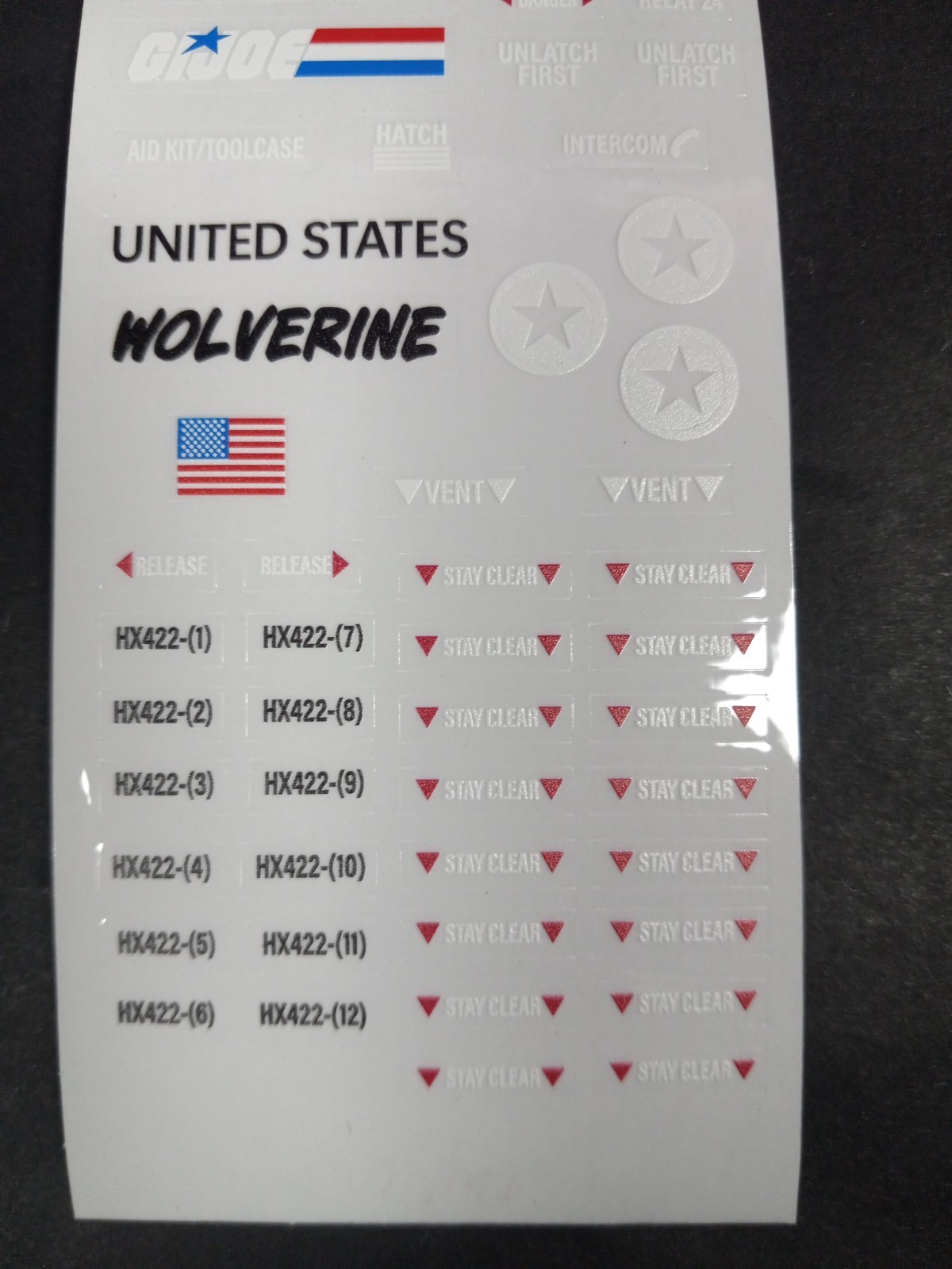 Gi Joe 1983 Wolverine Sticker Sheet, New, Custom, Peel & Stick, No Cut ,No Trim!