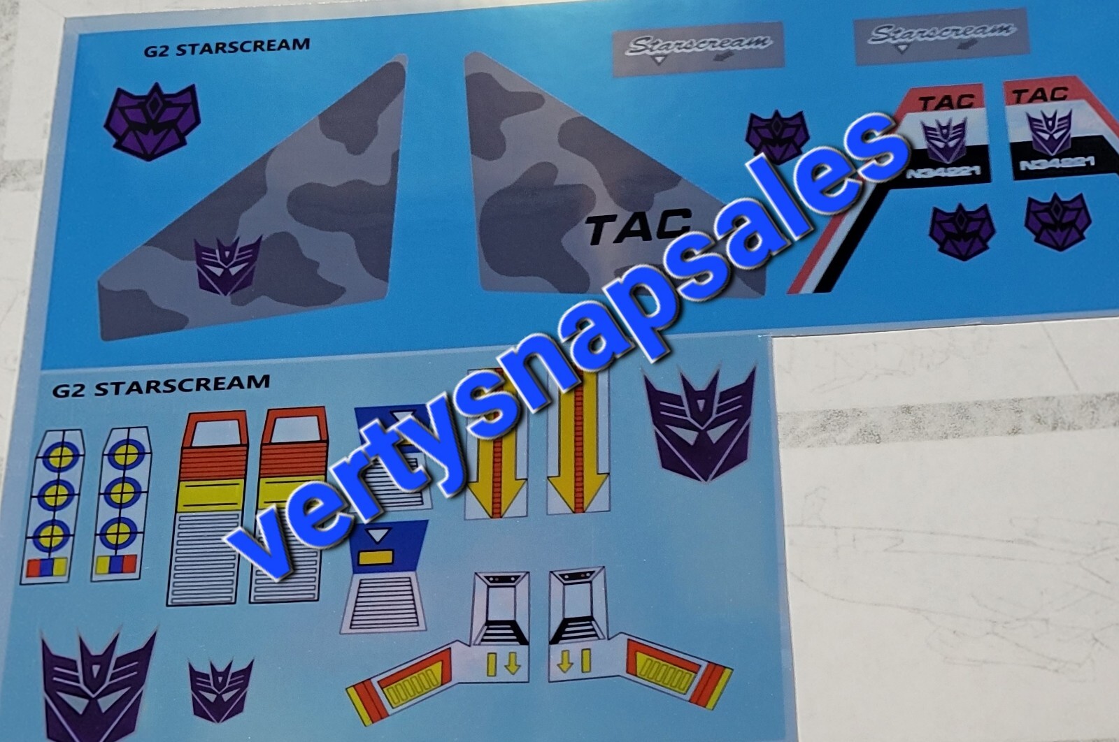 Transformers G2 Repro Stickers For G2 STARSCREAM Normal Version