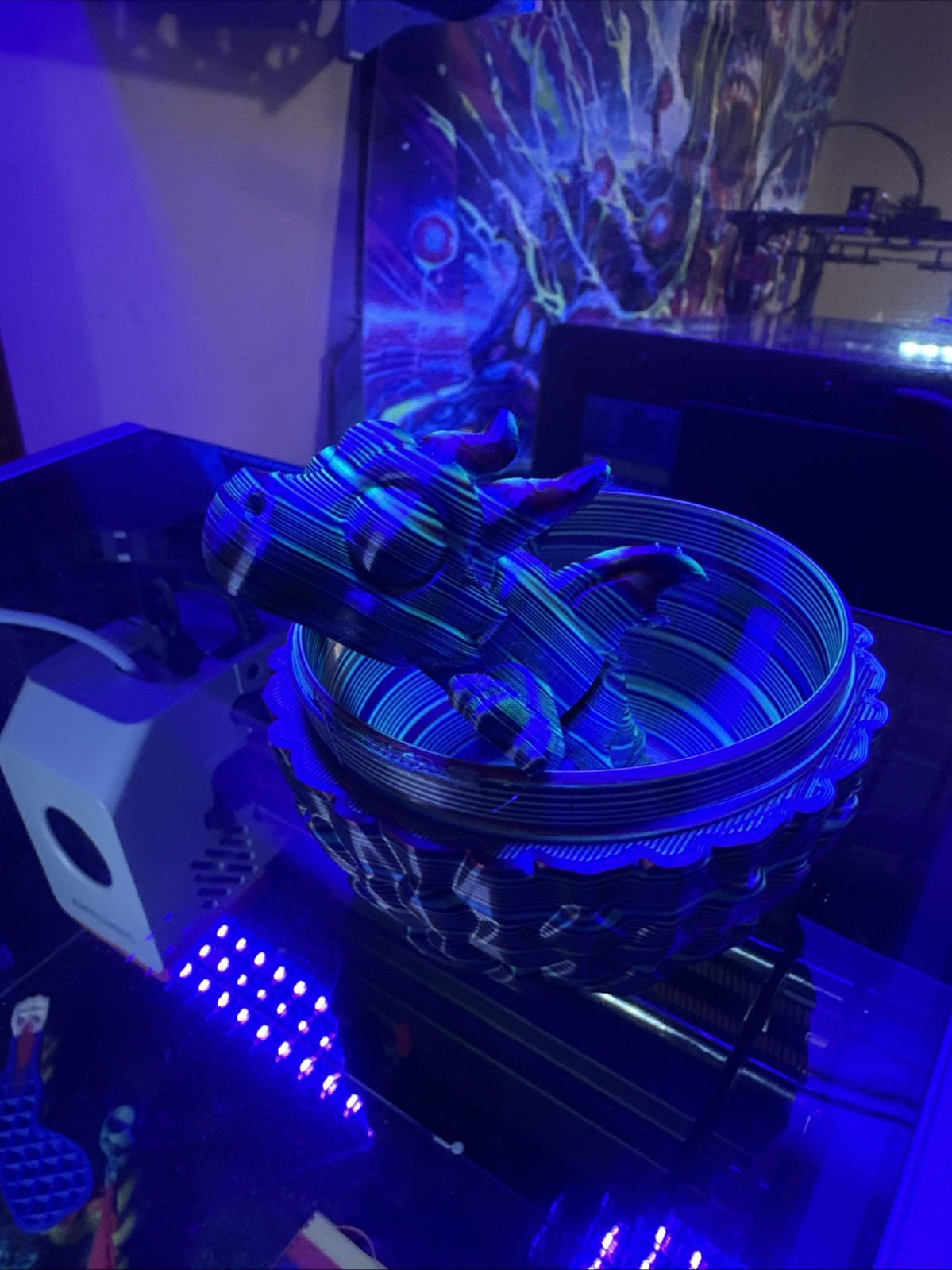 3-D Printed With Pla Glow In The Dark, Big Dragon, Articulated Keychain With Egg