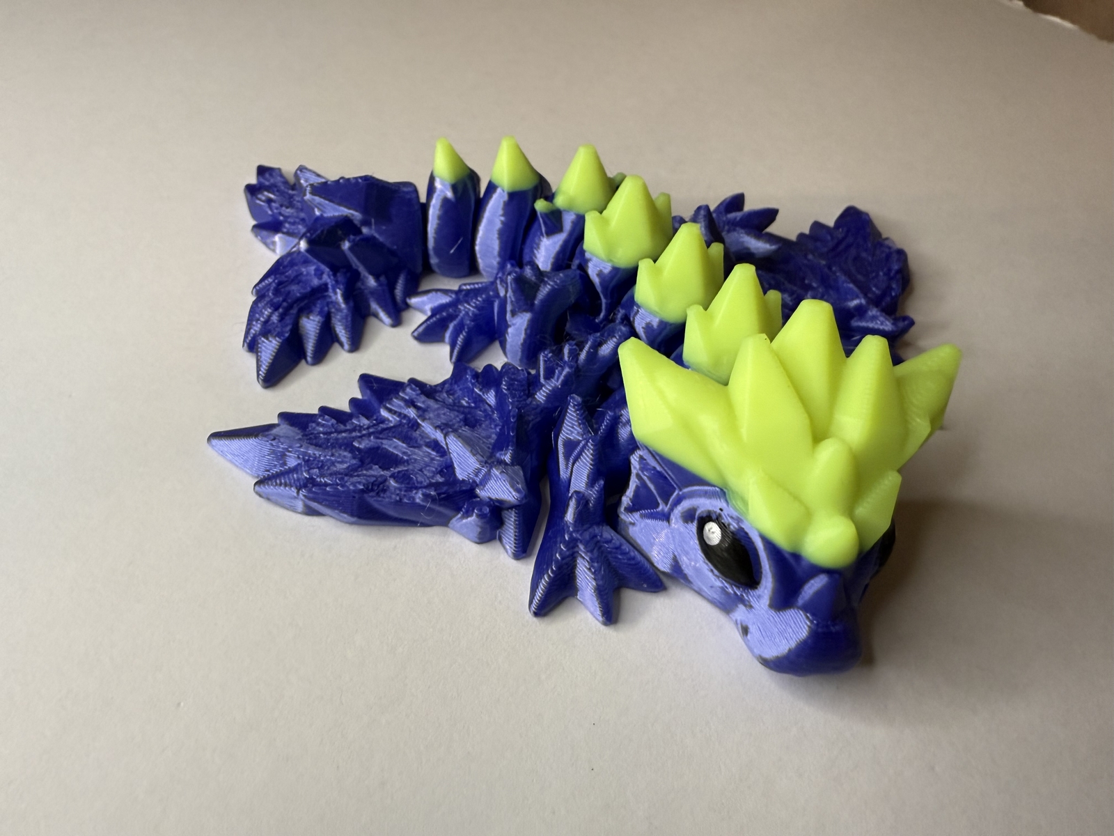 Articulated Baby Crystal Dragon Wyvern 5.5 inch Purple and Neon Yellow