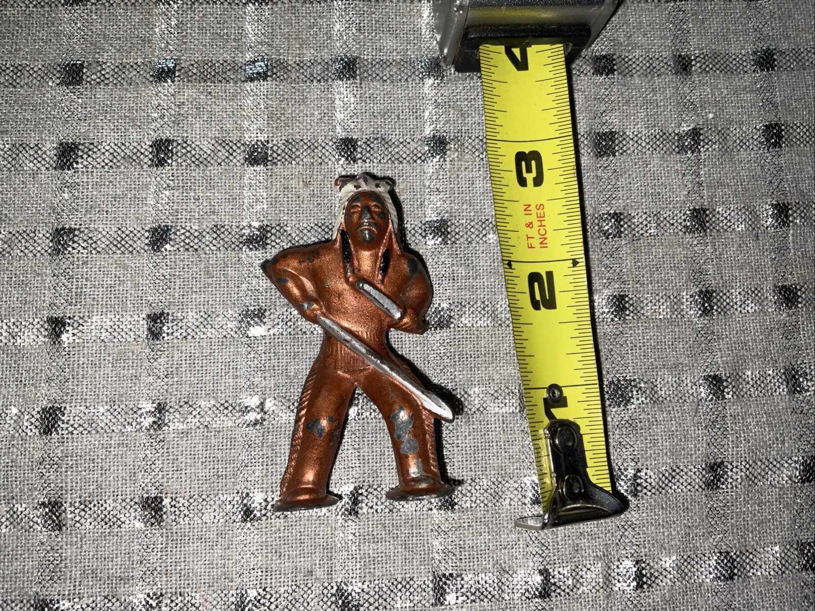 Vintage Metal Copper Indian Action Figure