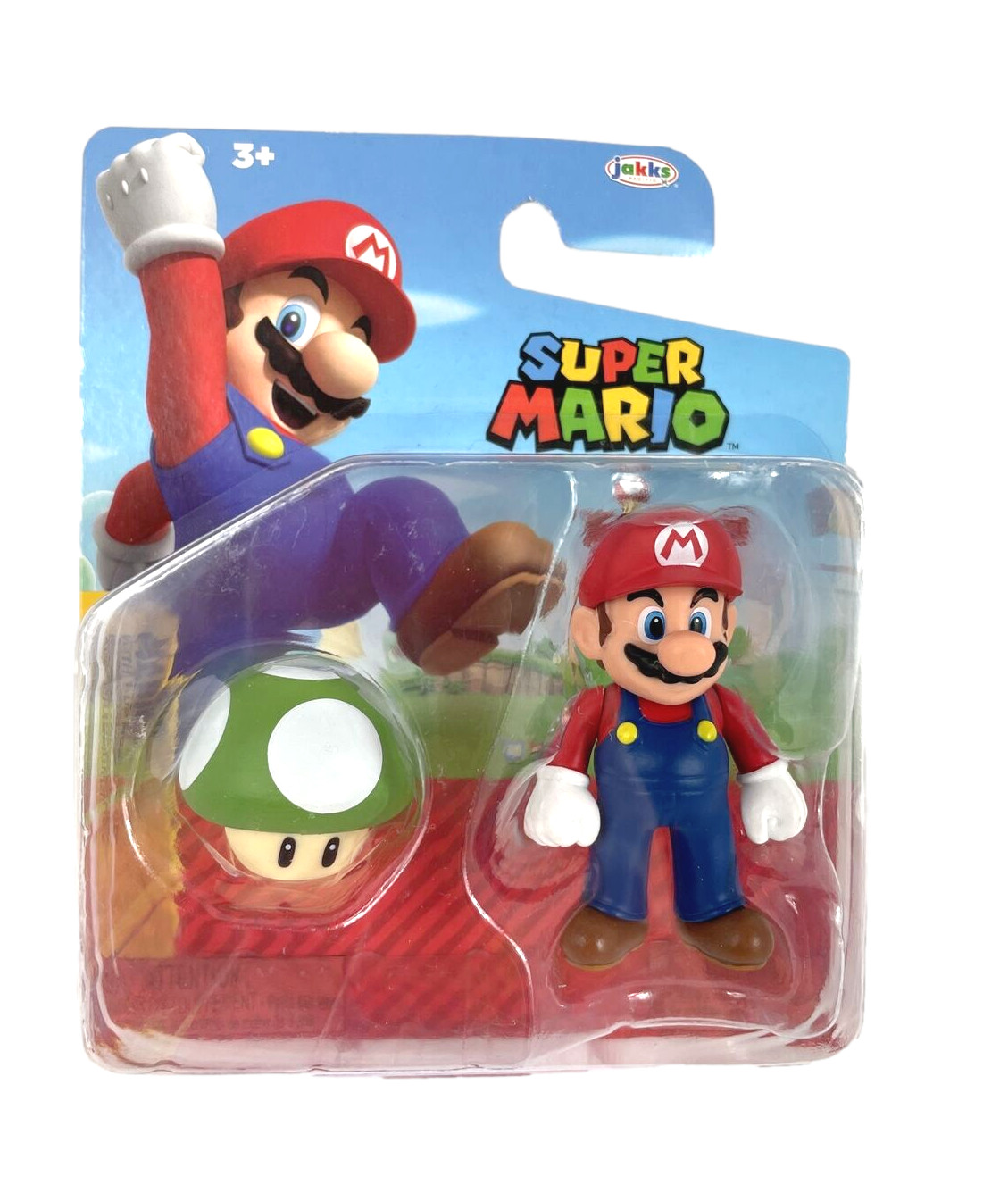 NEW! Nintendo Super Mario Bros. Action Figure, Mario with 1up Mushroom