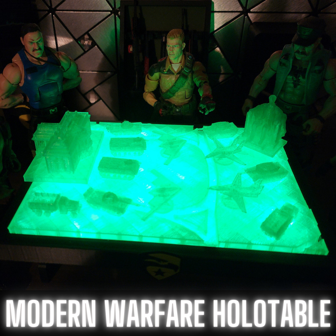 MODERN WARFARE Wargame Holotable , Green Led Lights For 1:12 Scale (With Emblem)