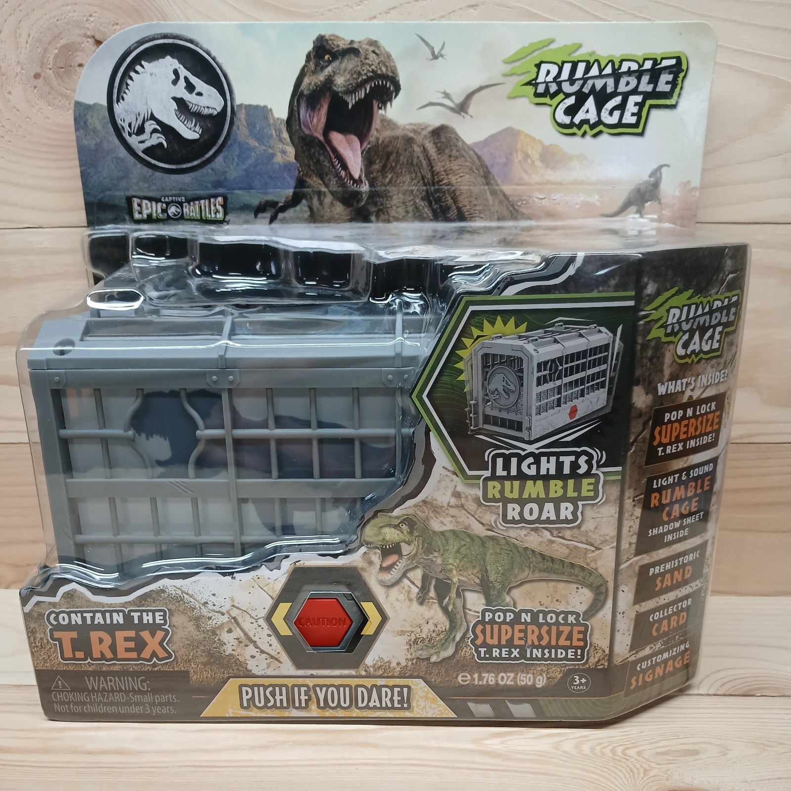 Jurassic World T-Rex Dino Toy Captive Epic Rumble Cage Lights and Sounds FreeS&H